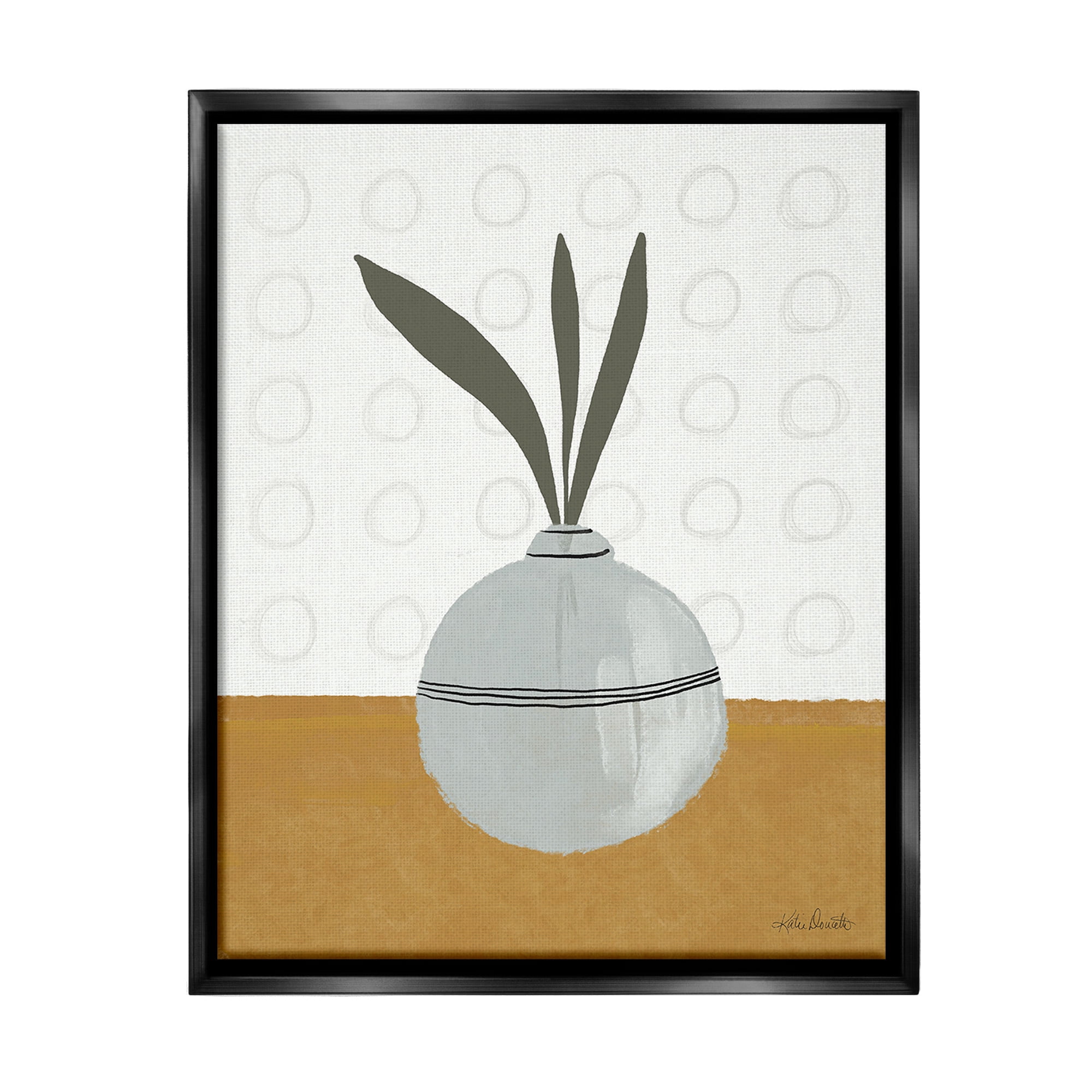 Stupell Industries Leaf Sprigs in Vase Botanical & Floral Painting Black Floater Framed Canvas Art Print Wall Art, 25 x 31