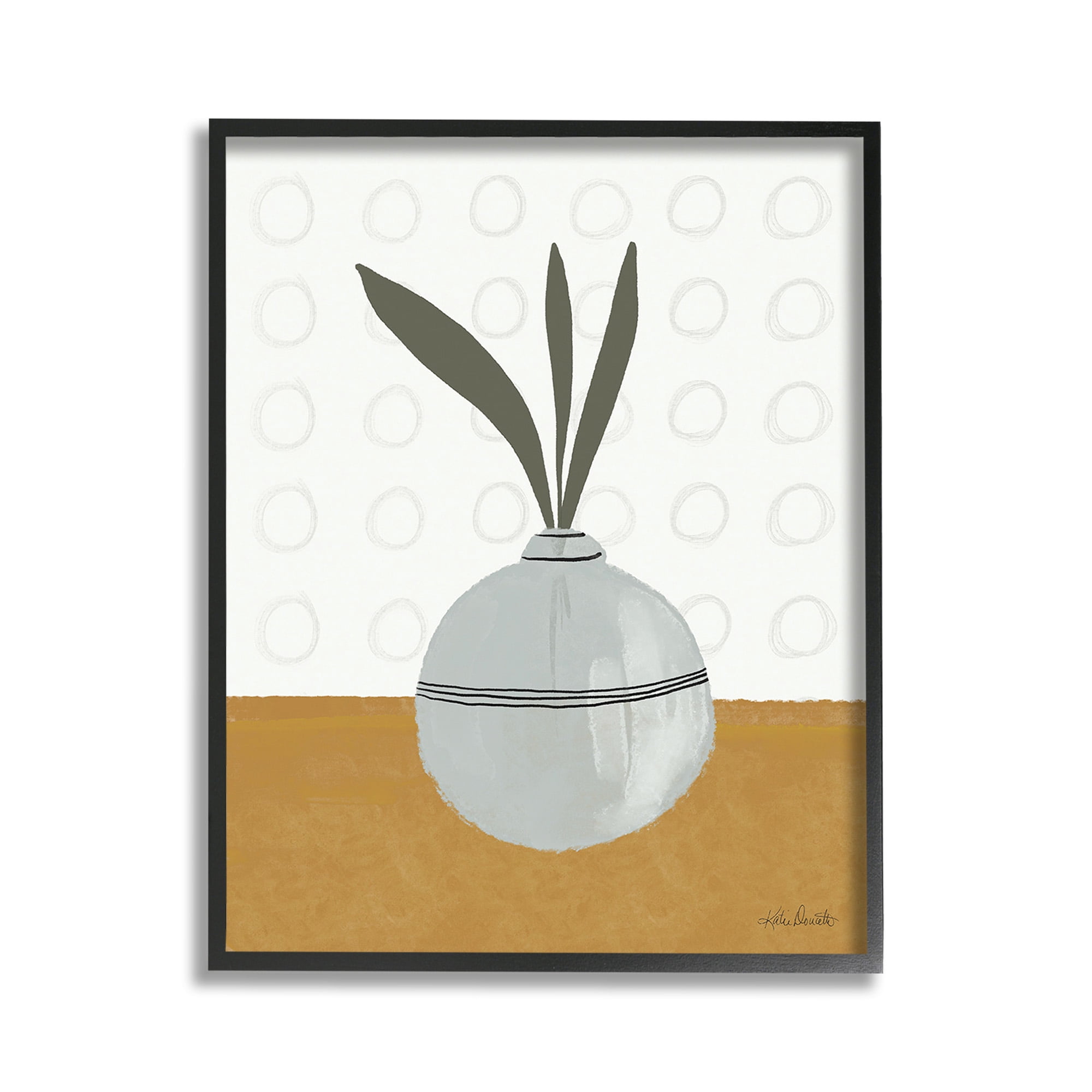 Stupell Industries Leaf Sprigs in Vase Botanical & Floral Painting Black Framed Art Print Wall Art, 11 x 14