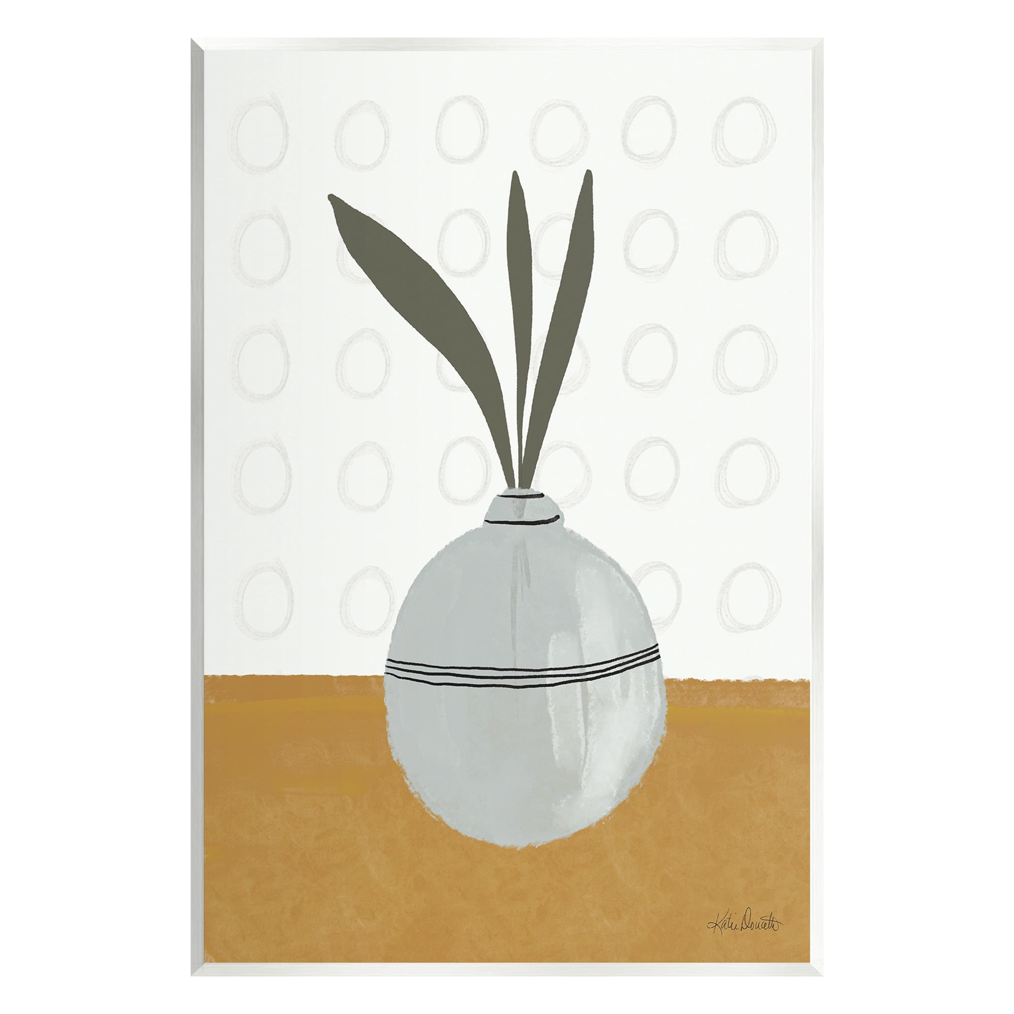 Stupell Industries Leaf Sprigs in Vase Botanical & Floral Painting Unframed Art Print Wall Art, 13 x 19