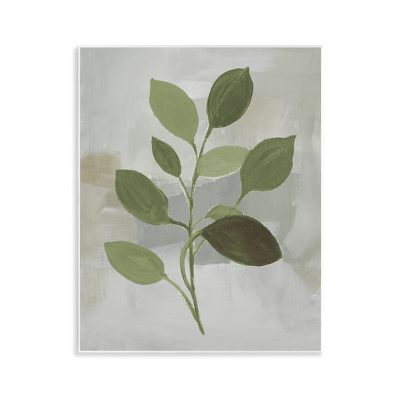 Stupell Industries Modern Leaf Sprigs over Grey Wall Plaque Art, 11 x 14, by Lanie Loreth
