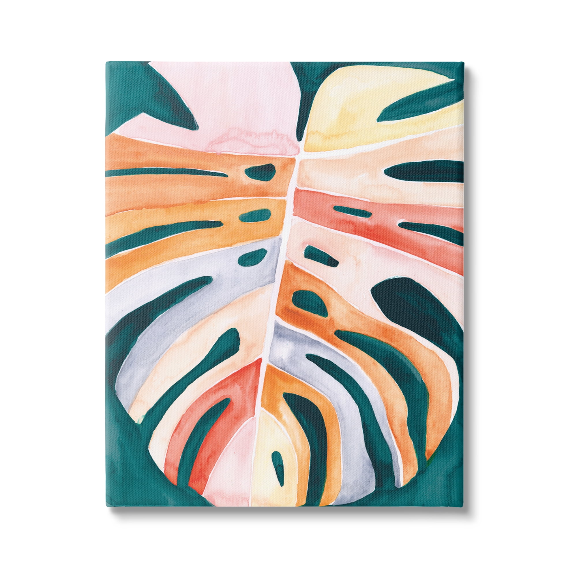 Stupell Industries Leaf in Abstract Hues Botanical & Floral Painting Gallery Wrapped Canvas Print Wall Art, 16 x 20