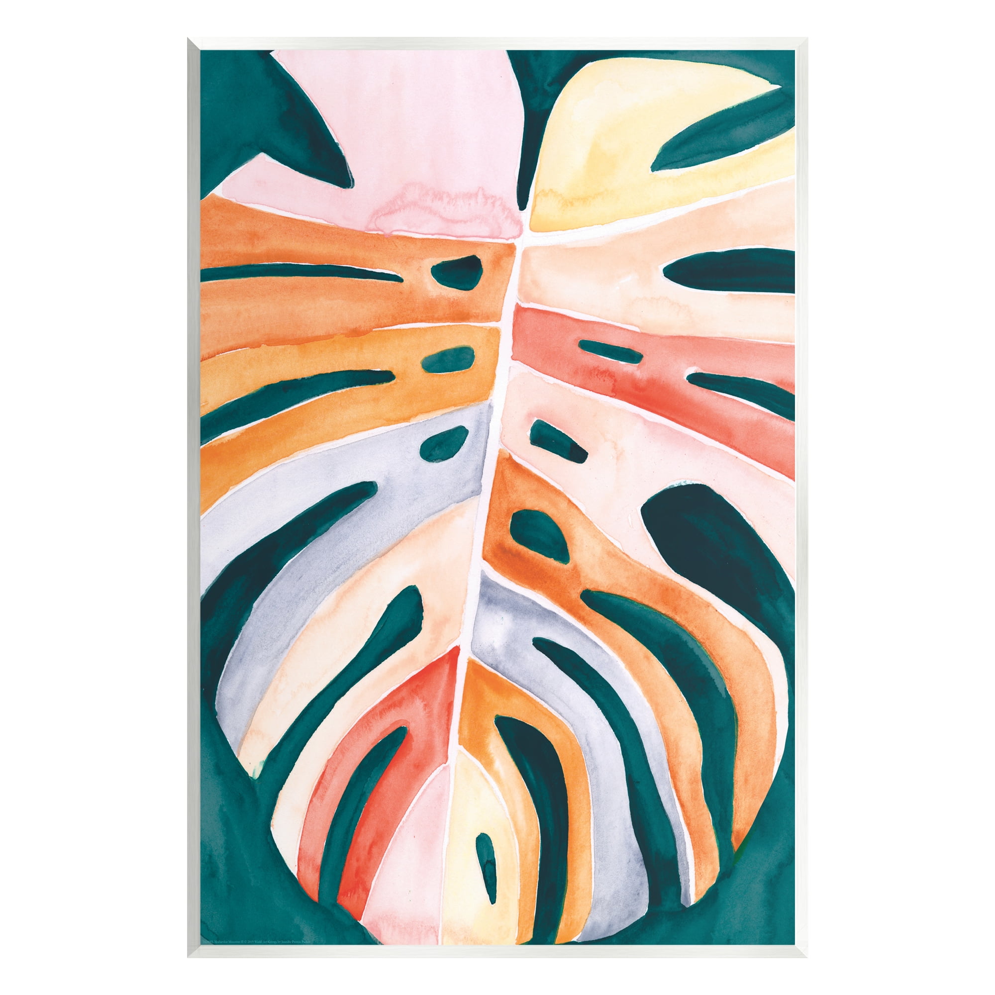 Stupell Industries Leaf in Abstract Hues Botanical & Floral Painting Unframed Art Print Wall Art, 13 x 19