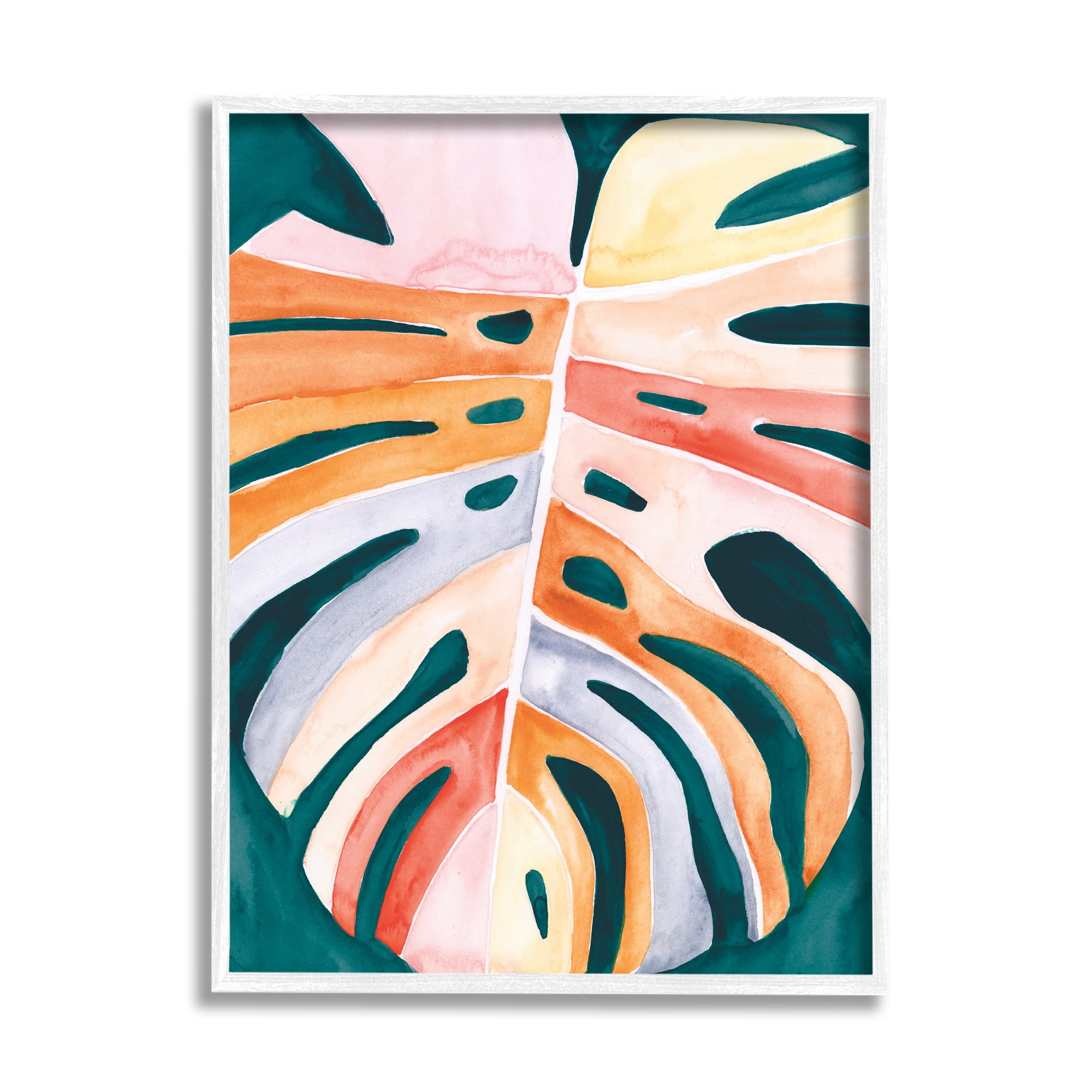 White Framed Abstract Botanical Painting Print, 11 x 14