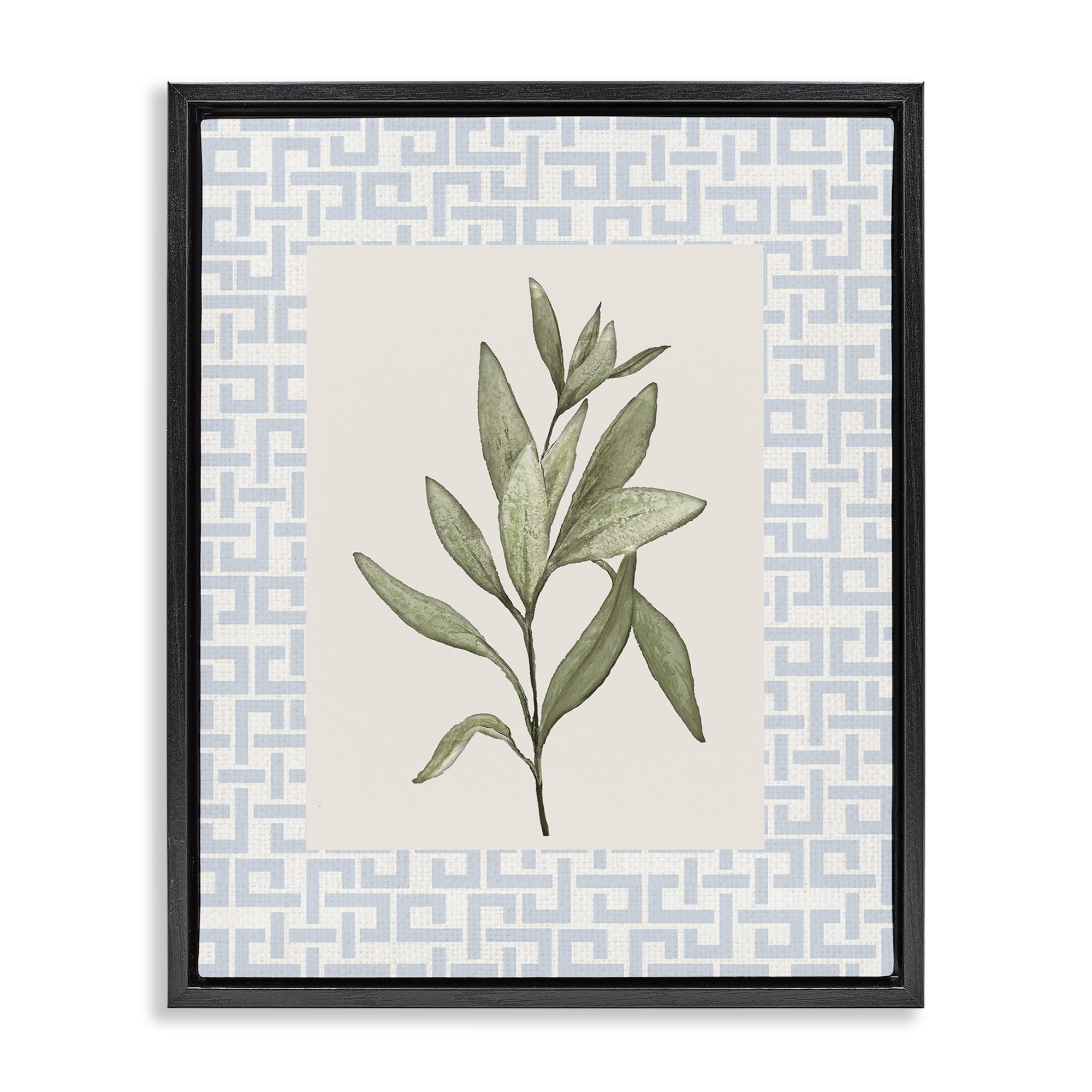 Stupell Industries Leafy Fresh Herb Black Framed Floater Canvas Wall Art, design by Diannart