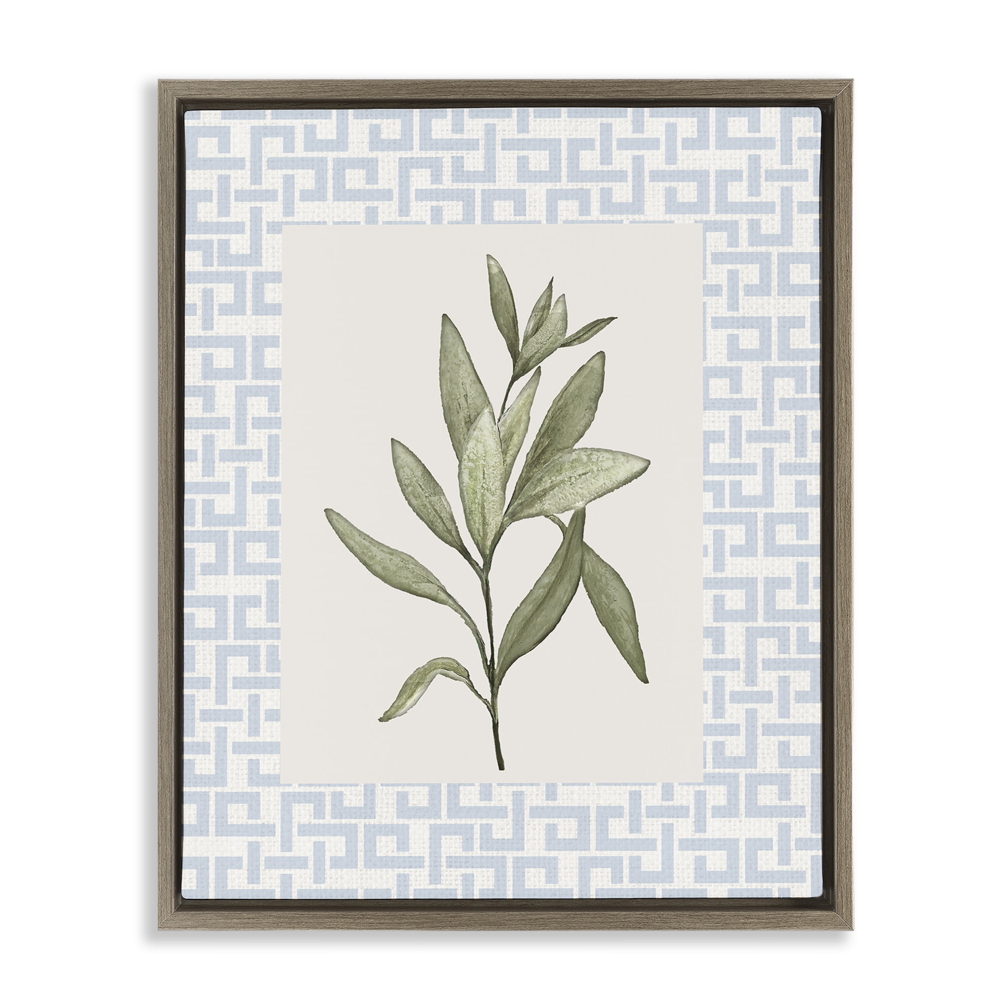 Stupell Industries Leafy Fresh Herb Brown Framed Floater Canvas Wall Art, design by Diannart