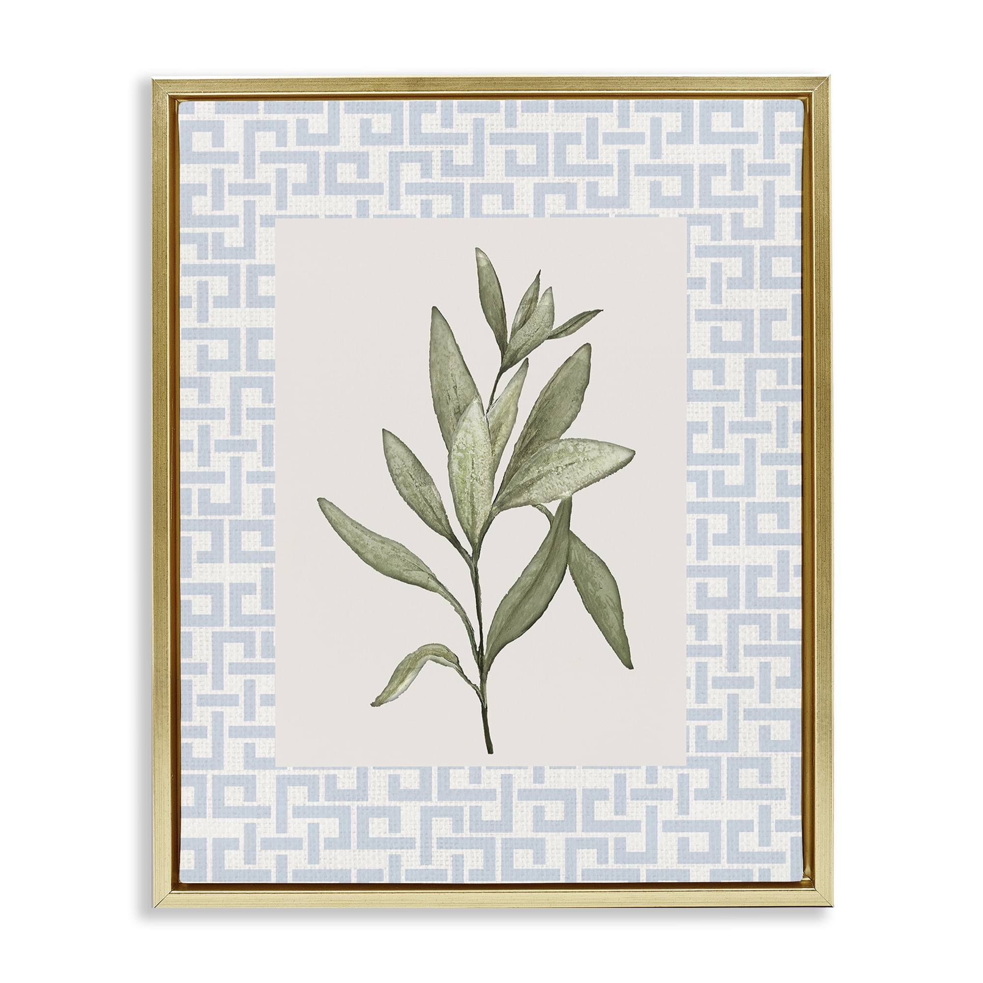 Stupell Industries Leafy Fresh Herb Gold Framed Floater Canvas Wall Art, design by Diannart