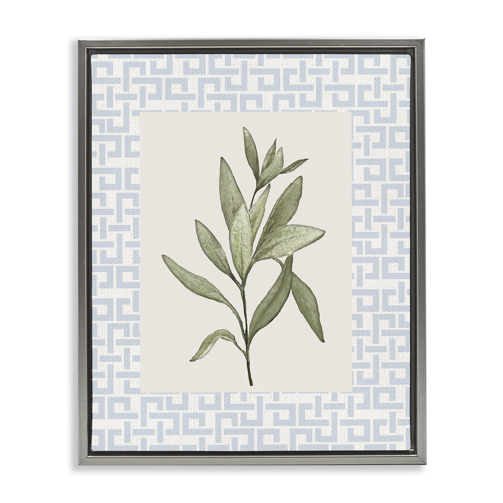 Stupell Industries Leafy Fresh Herb Gray Framed Floater Canvas Wall Art, design by Diannart