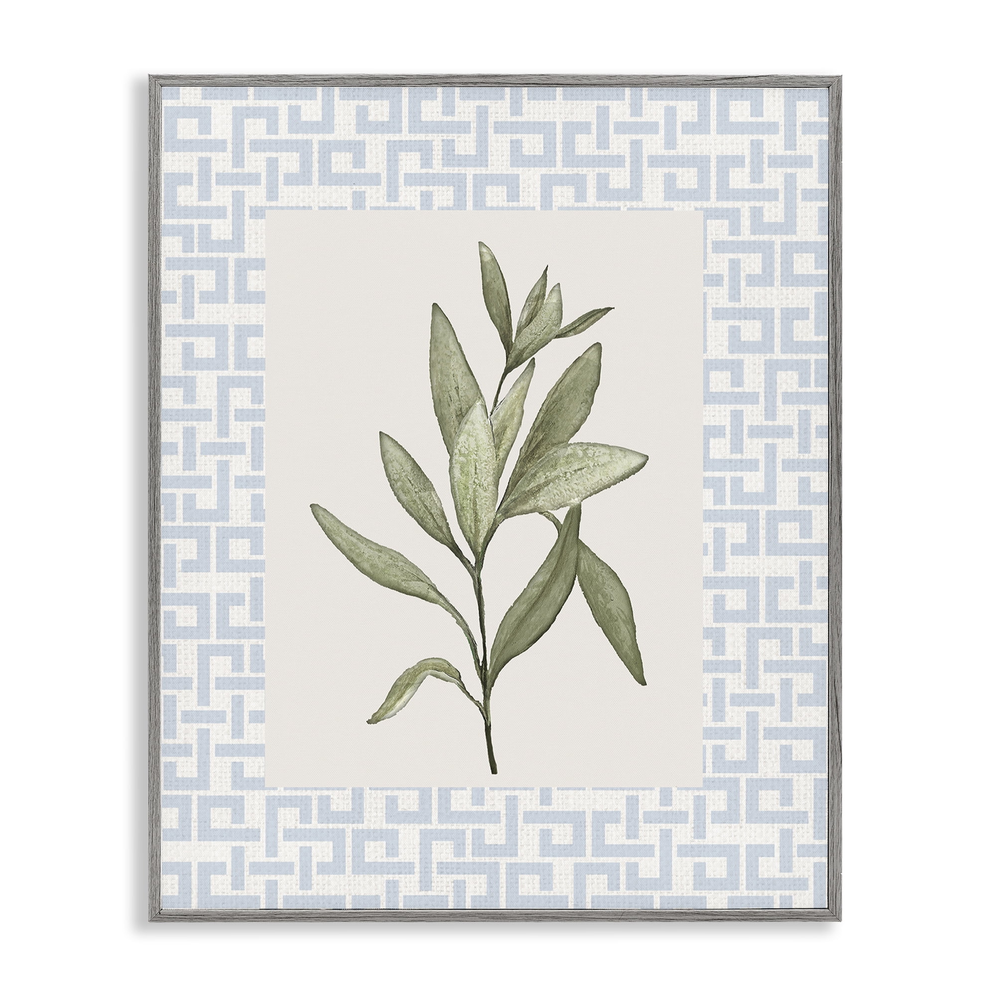 Stupell Industries Leafy Fresh Herb Gray Framed Giclee Art, design by Diannart