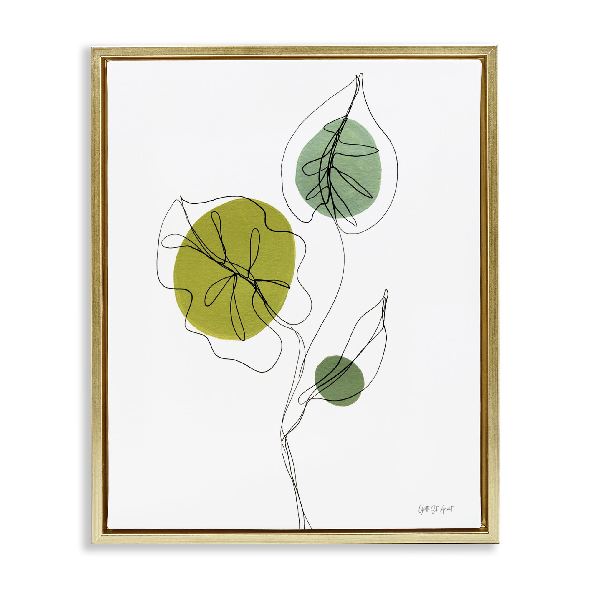 Stupell Industries Leafy Garden Delight Botanical & Floral Painting Gold Floater Framed Art Print Wall Art, 25 x 31