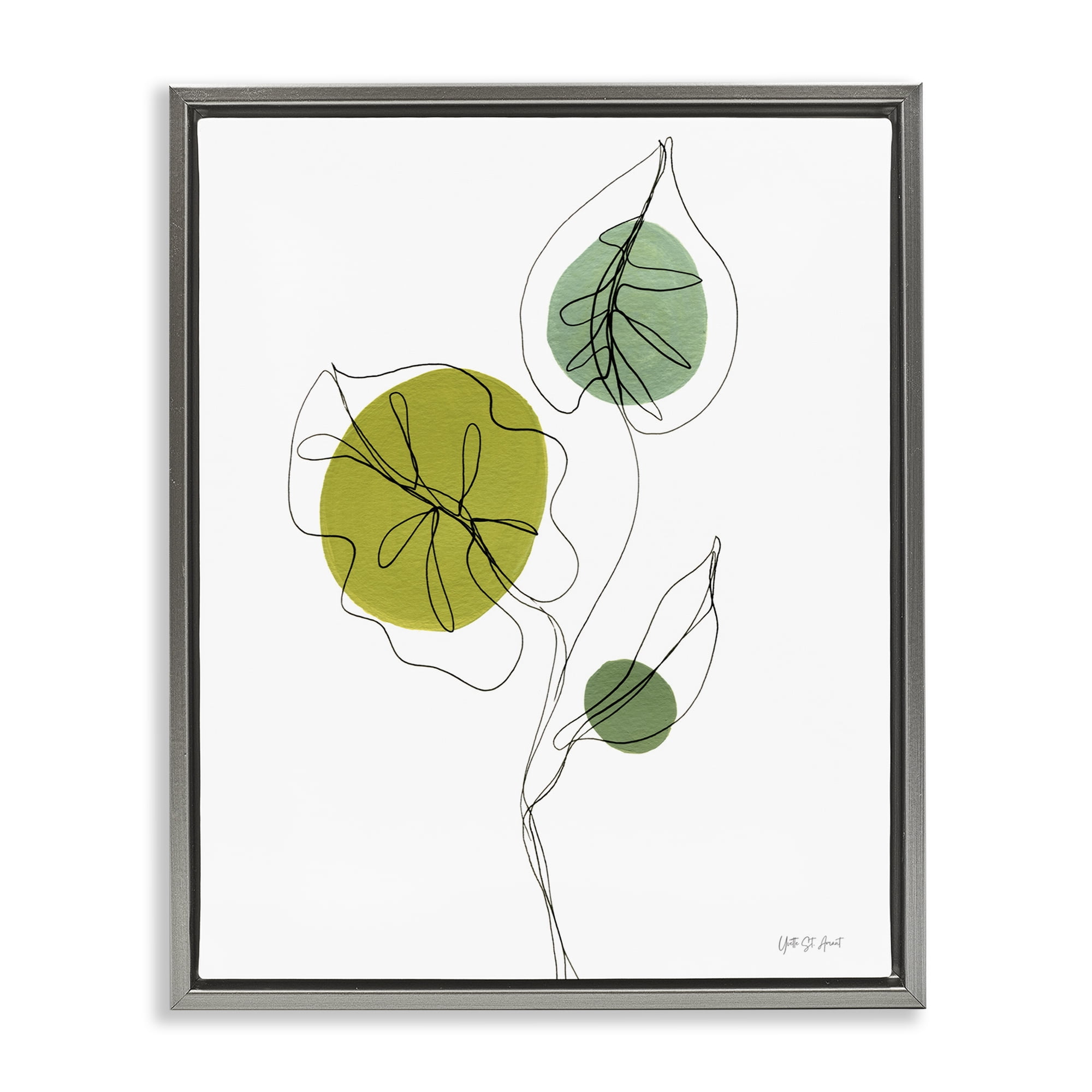Stupell Industries Leafy Garden Delight Botanical & Floral Painting Gray Floater Framed Art Print Wall Art, 25 x 31