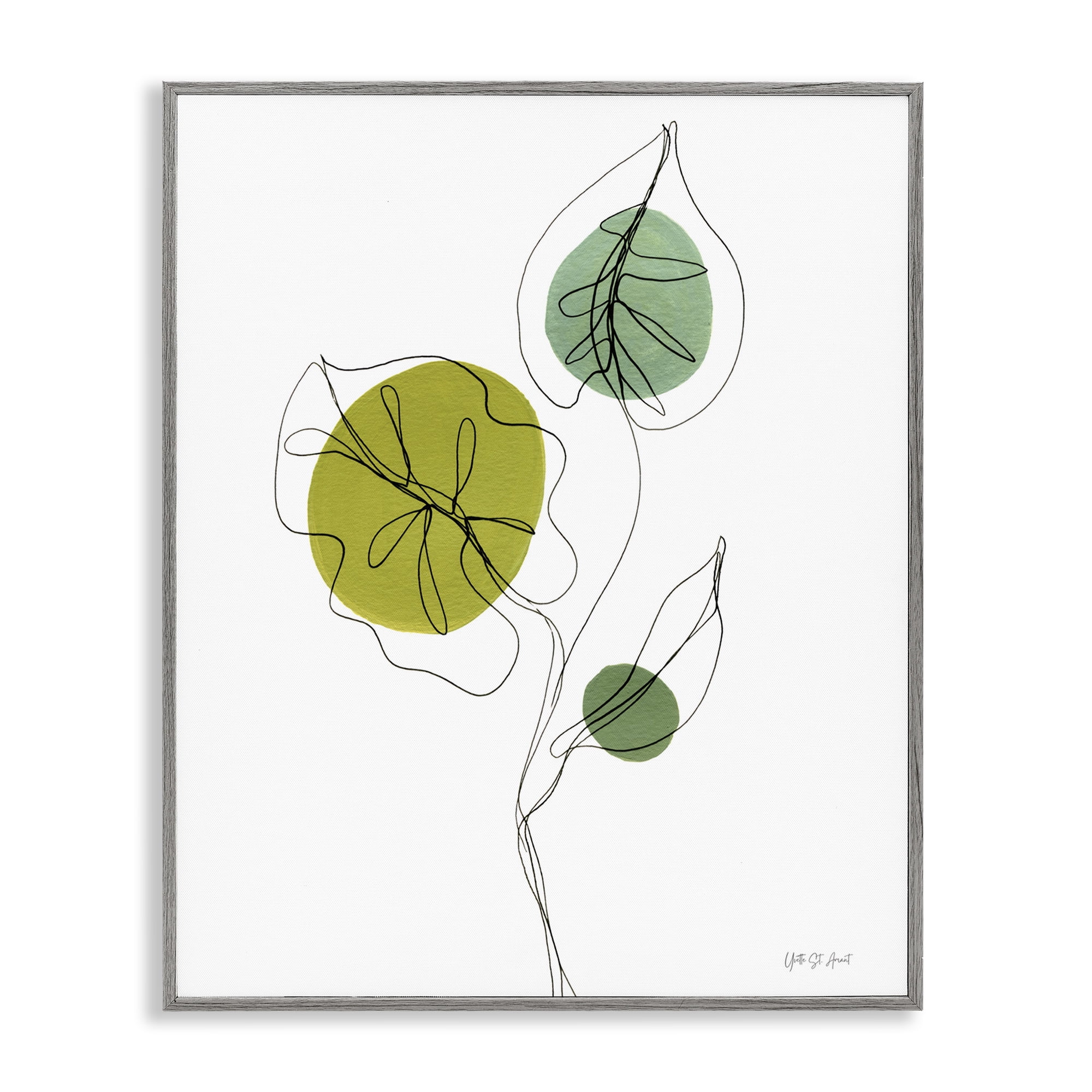 Stupell Industries Leafy Garden Delight Botanical & Floral Painting Gray Framed Art Print Wall Art, 16 x 20