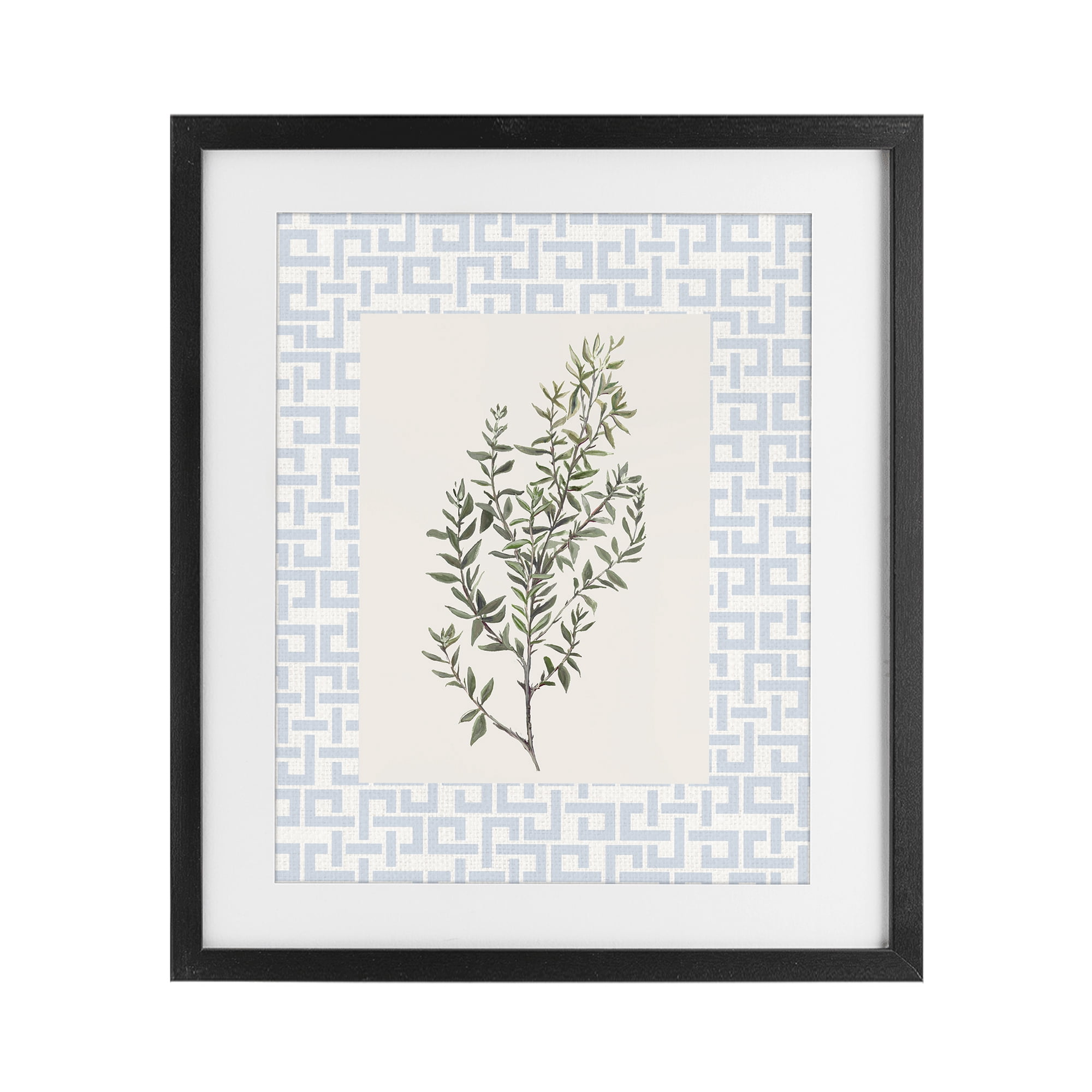 Stupell Industries Leafy Herb on Geometric Black Framed Print Under Glass, design by Diannart