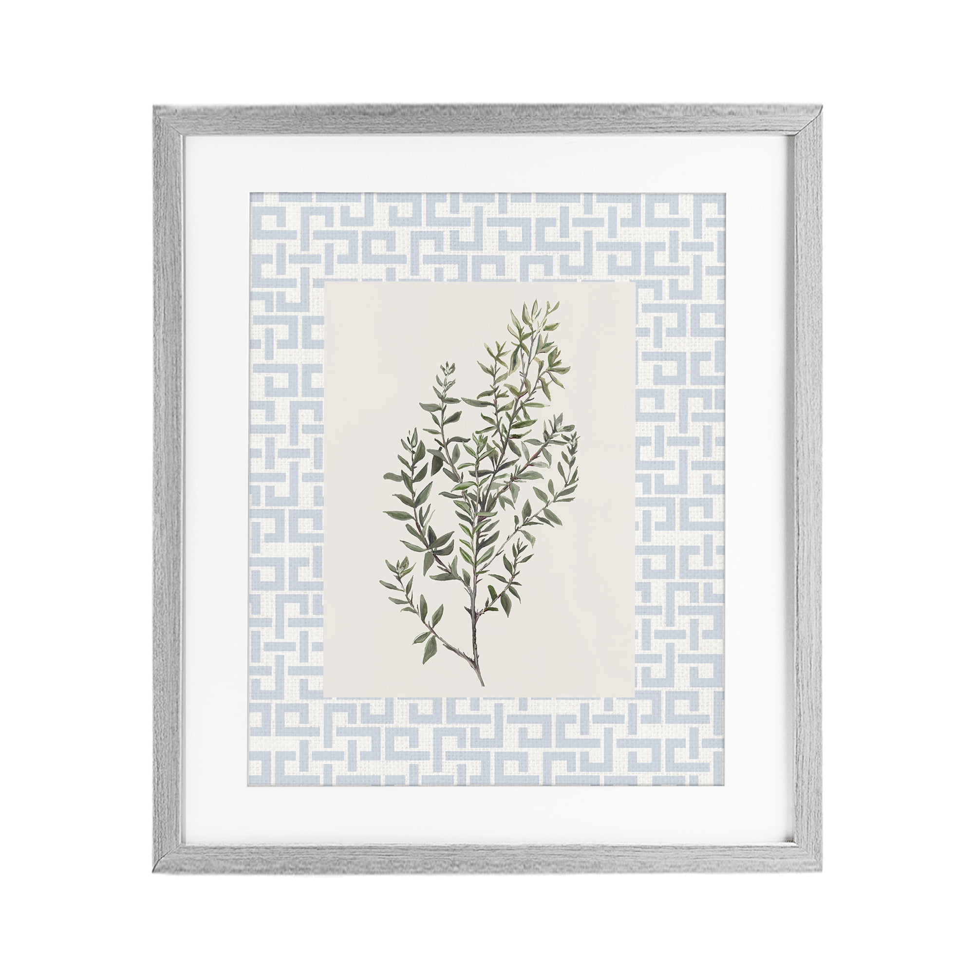 Stupell Industries Leafy Herb on Geometric Gray Framed Print Under Glass, design by Diannart
