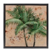 Stupell Industries Leafy Palm Fronds Botanical & Floral Painting Black Floater Framed Canvas Art Print Wall Art, 18 x 18