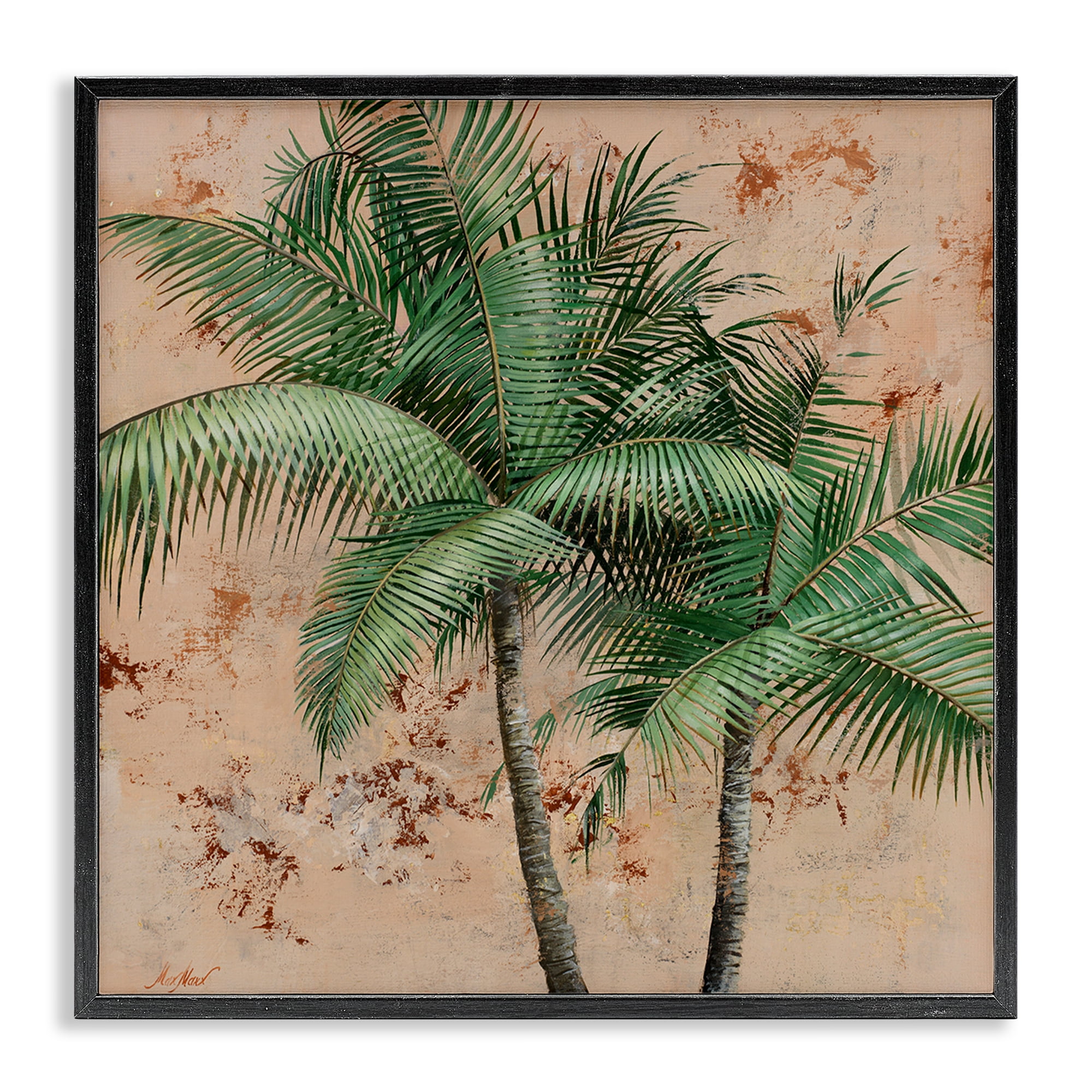 Stupell Industries Leafy Palm Fronds Botanical & Floral Painting Black Framed Art Print Wall Art, 24 x 24