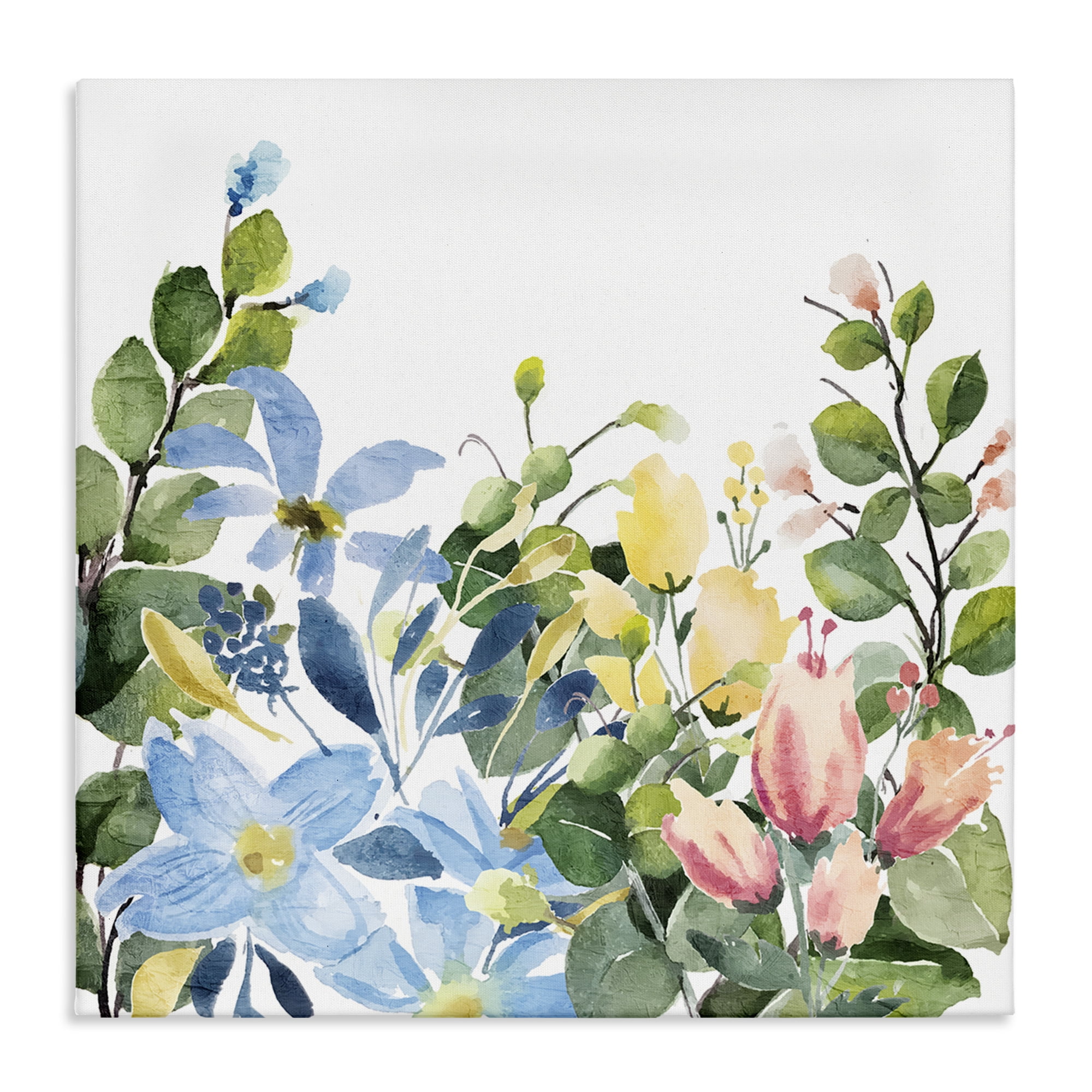 Stupell Industries Leafy Spring Blooms Plants & Flowers Painting Wrapped Canvas Art Print Wall Art, 24 x 24