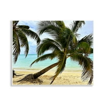 Stupell Industries Leaning Palms on Beach Landscape Photography Unframed Art Print Wall Art, 14 x 11