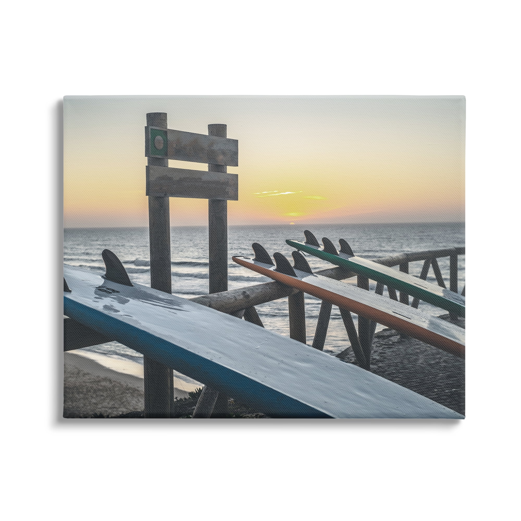 Stupell Industries Leaning Surfboards by Beach Nature Photography Gallery Wrapped Canvas Print Wall Art, 40 x 30