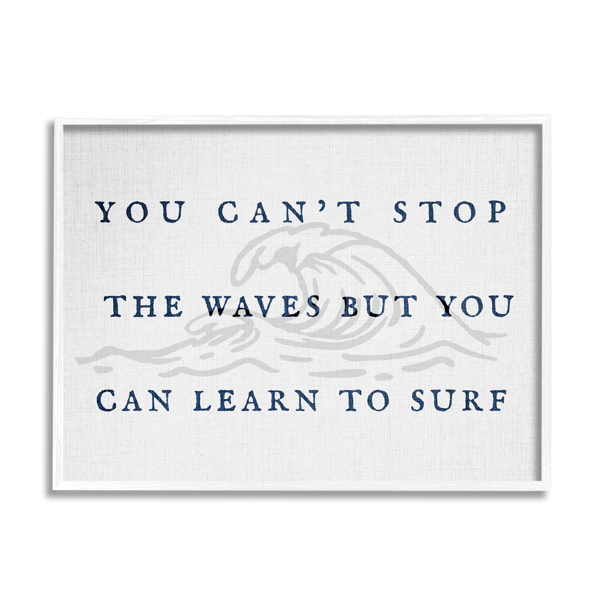 Stupell Industries Learn to Surf Inspirational Landscape Painting White Framed Art Print Wall Art, 30 x 24