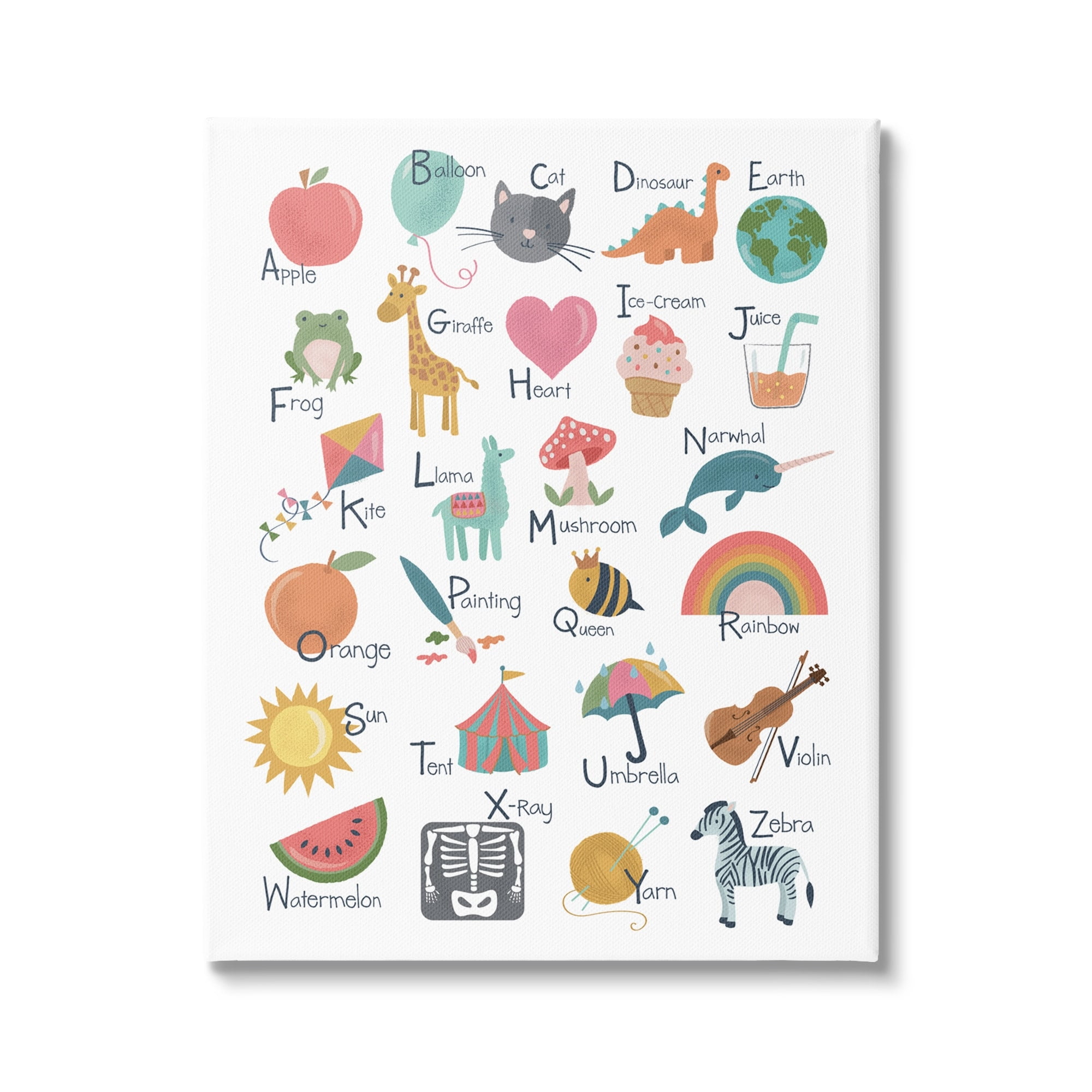 Stupell Industries Learning Alphabet Letters Various Wildlife Informative Chart Canvas Wall Art, 30 x 40, Design by Lisa Perry Whitebutton