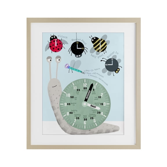 Stupell Industries Learning Time Bugs Birch Framed Print Under Glass design by Carla Daly, 16 x 13