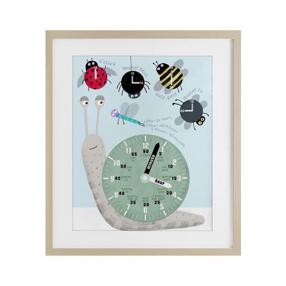 Stupell Industries Learning Time Bugs Birch Framed Print Under Glass design by Carla Daly, 21 x 17