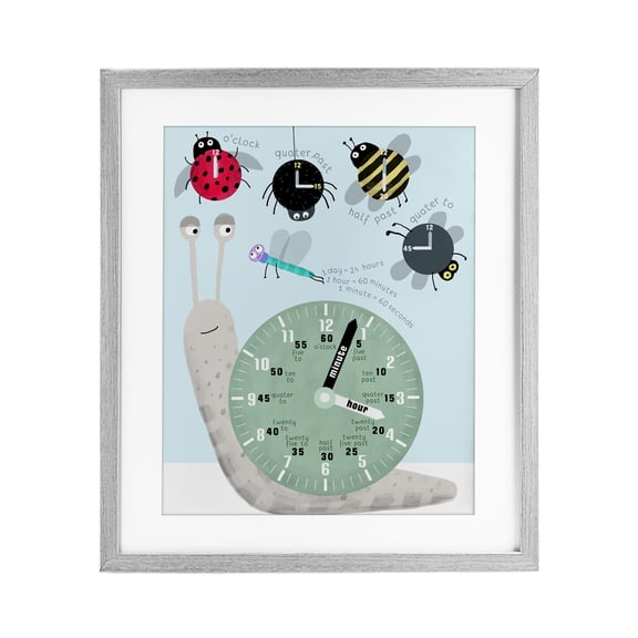 Stupell Industries Learning Time Bugs Gray Framed Print Under Glass design by Carla Daly, 16 x 13