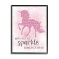 thumbnail image 1 of Stupell Industries Leave A Little Sparkle Phrase Pink Shimmer Unicorn Fairy Tales & Fantasy Painting Black Framed Art Print Wall Art, 16 x 20, 1 of 7