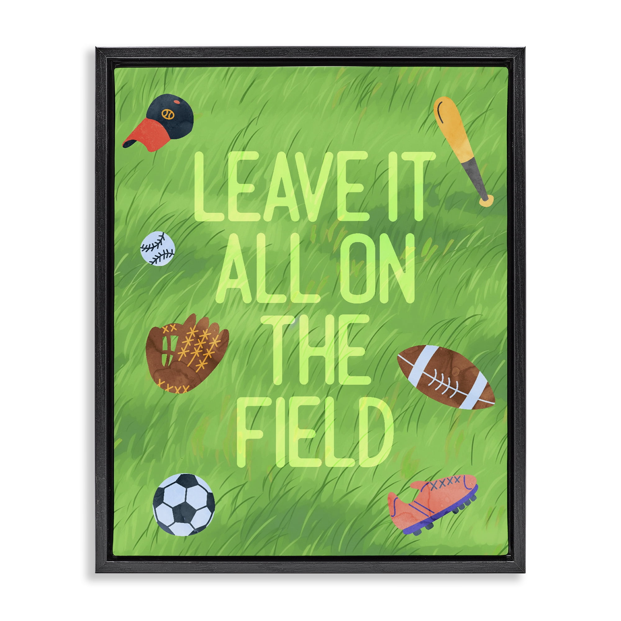 Stupell Industries Leave It On The Field Black Framed Floater Canvas Wall Art, design by Lil' Rue
