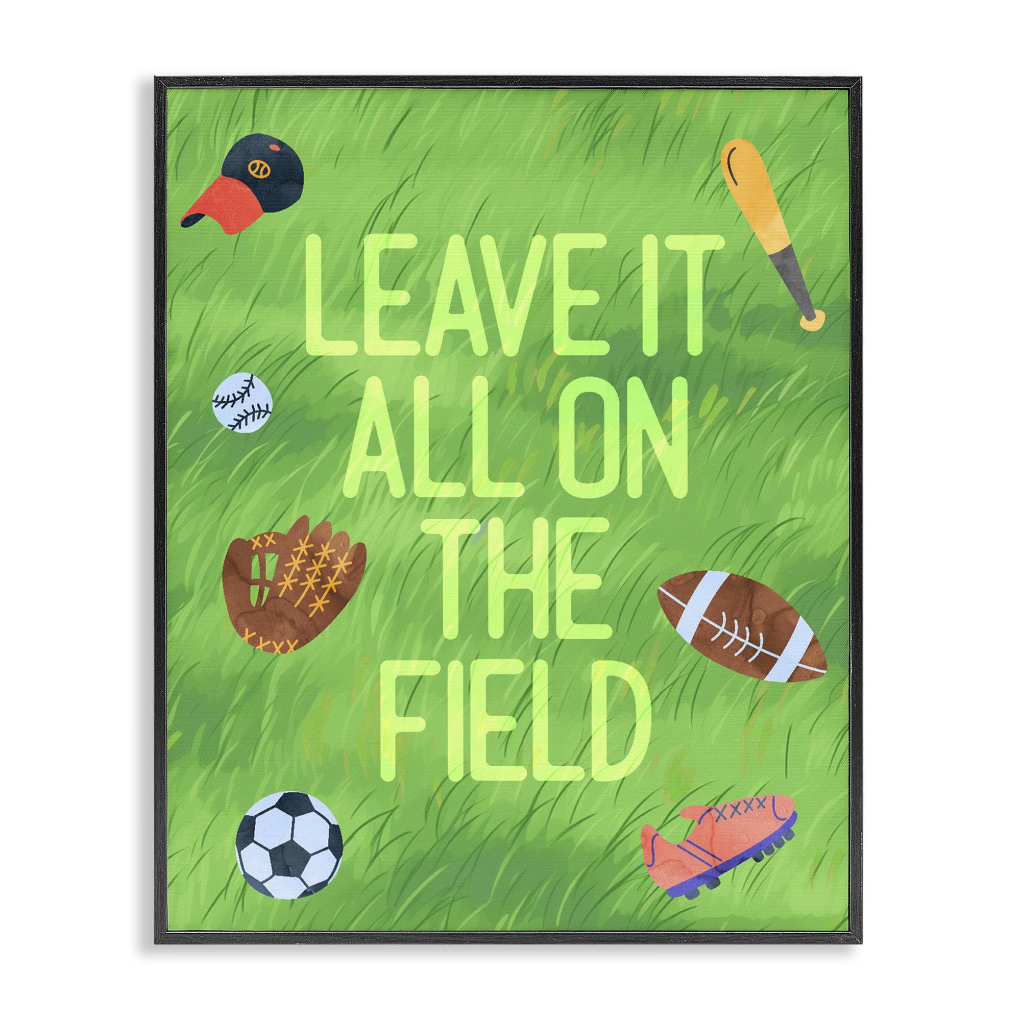 Stupell Industries Leave It On The Field Black Framed Giclee Art, design by Lil' Rue