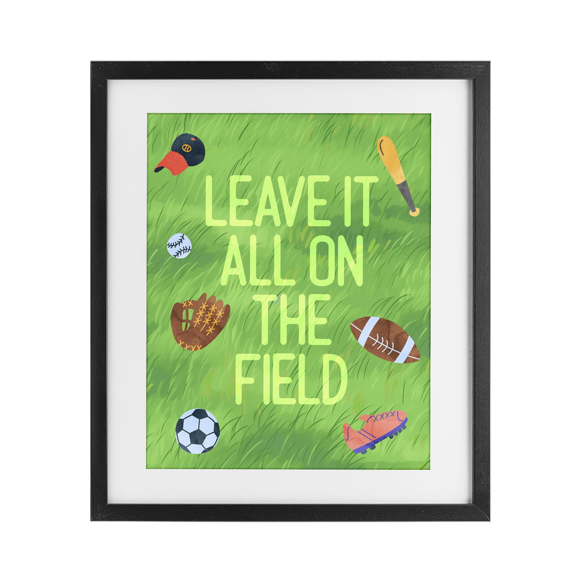 Stupell Industries Leave It On The Field Black Framed Print Under Glass, design by Lil' Rue