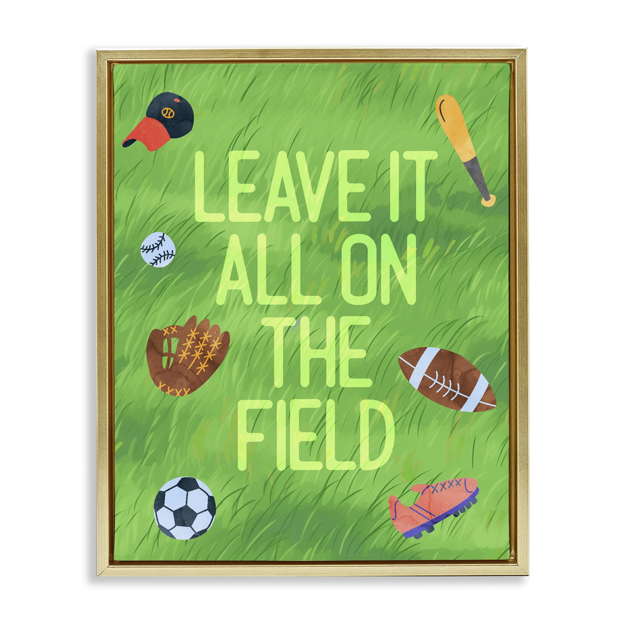 Stupell Industries Leave It On The Field Gold Framed Floater Canvas Wall Art, design by Lil' Rue