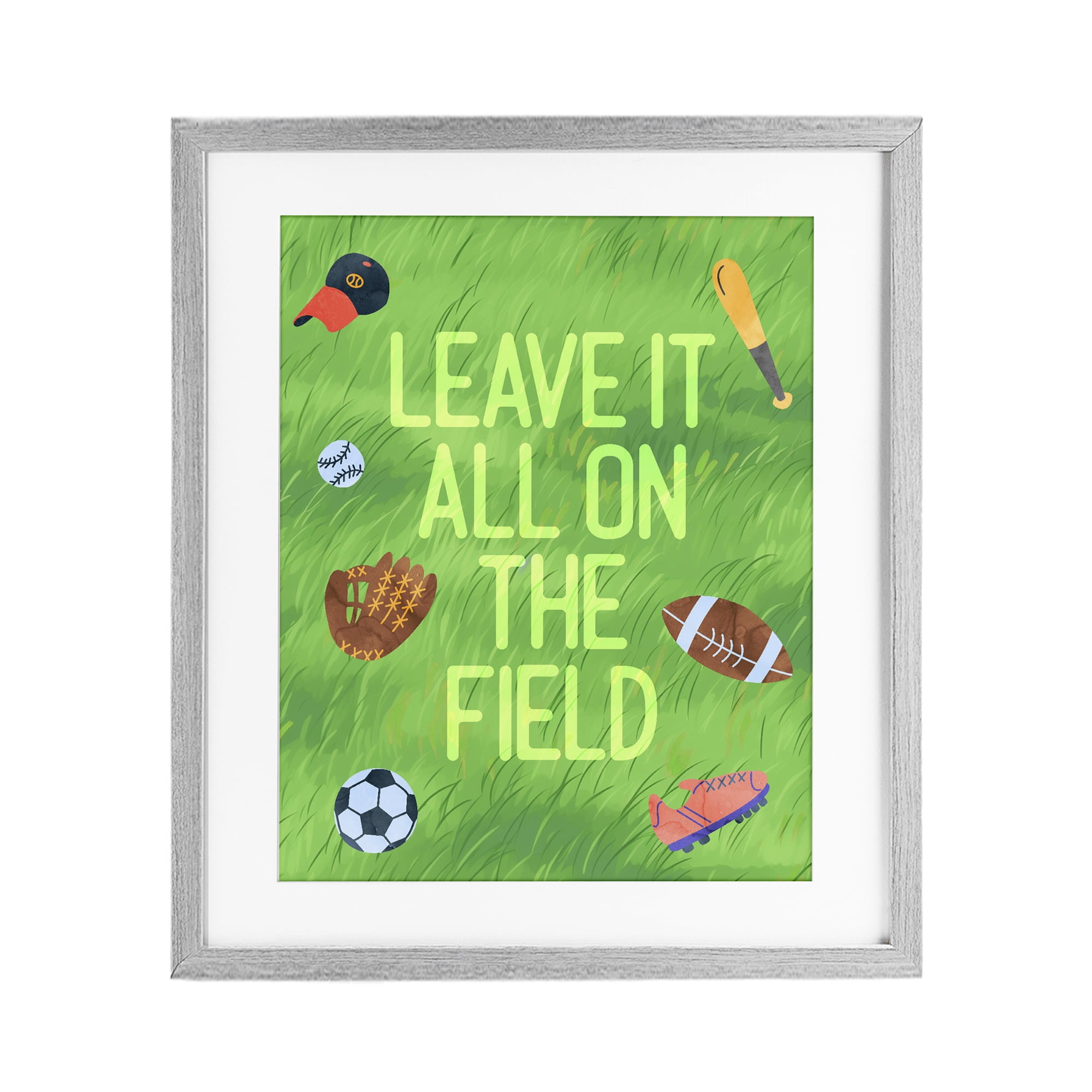 Stupell Industries Leave It On The Field Gray Framed Print Under Glass, design by Lil' Rue