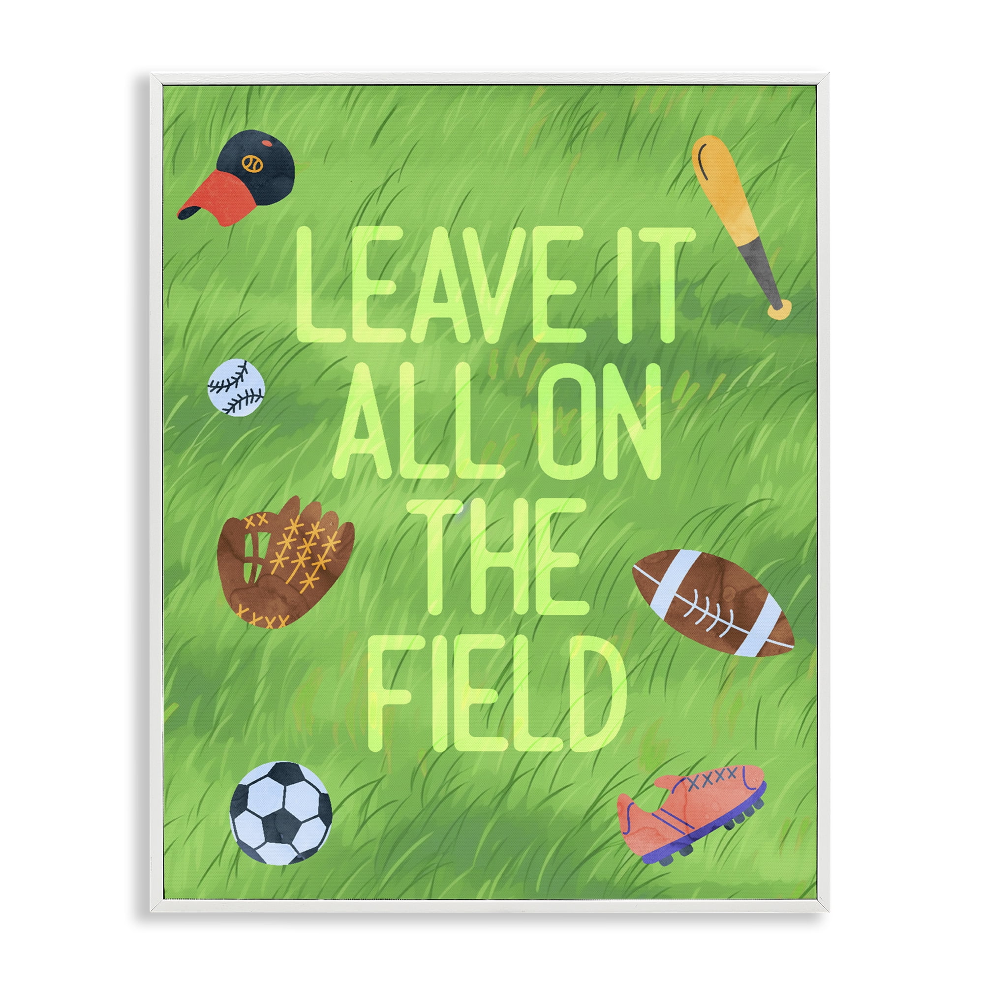 Stupell Industries Leave It On The Field White Framed Giclee Art, design by Lil' Rue