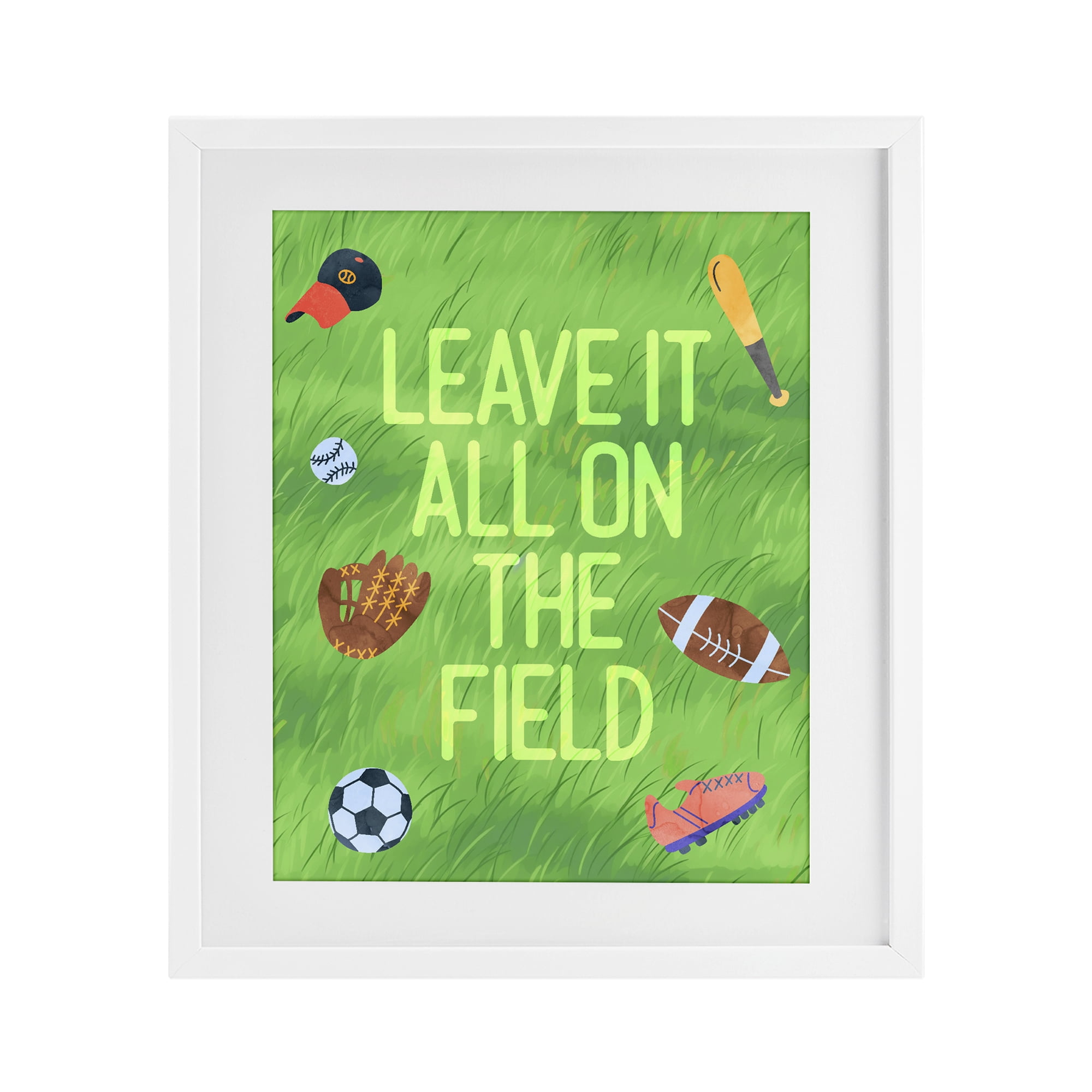 Stupell Industries Leave It On The Field White Framed Print Under Glass, design by Lil' Rue