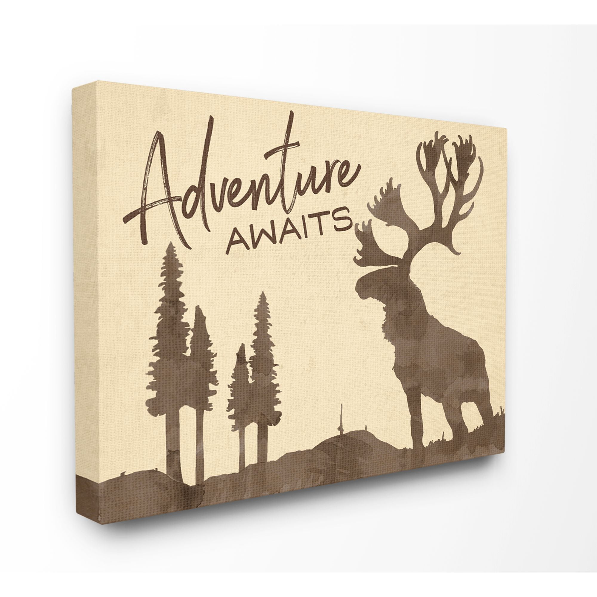 Stupell Industries Leave No Trace Rabbit Animal Forest Brown Textured Design Canvas Wall Art by The Saturday Evening Post
