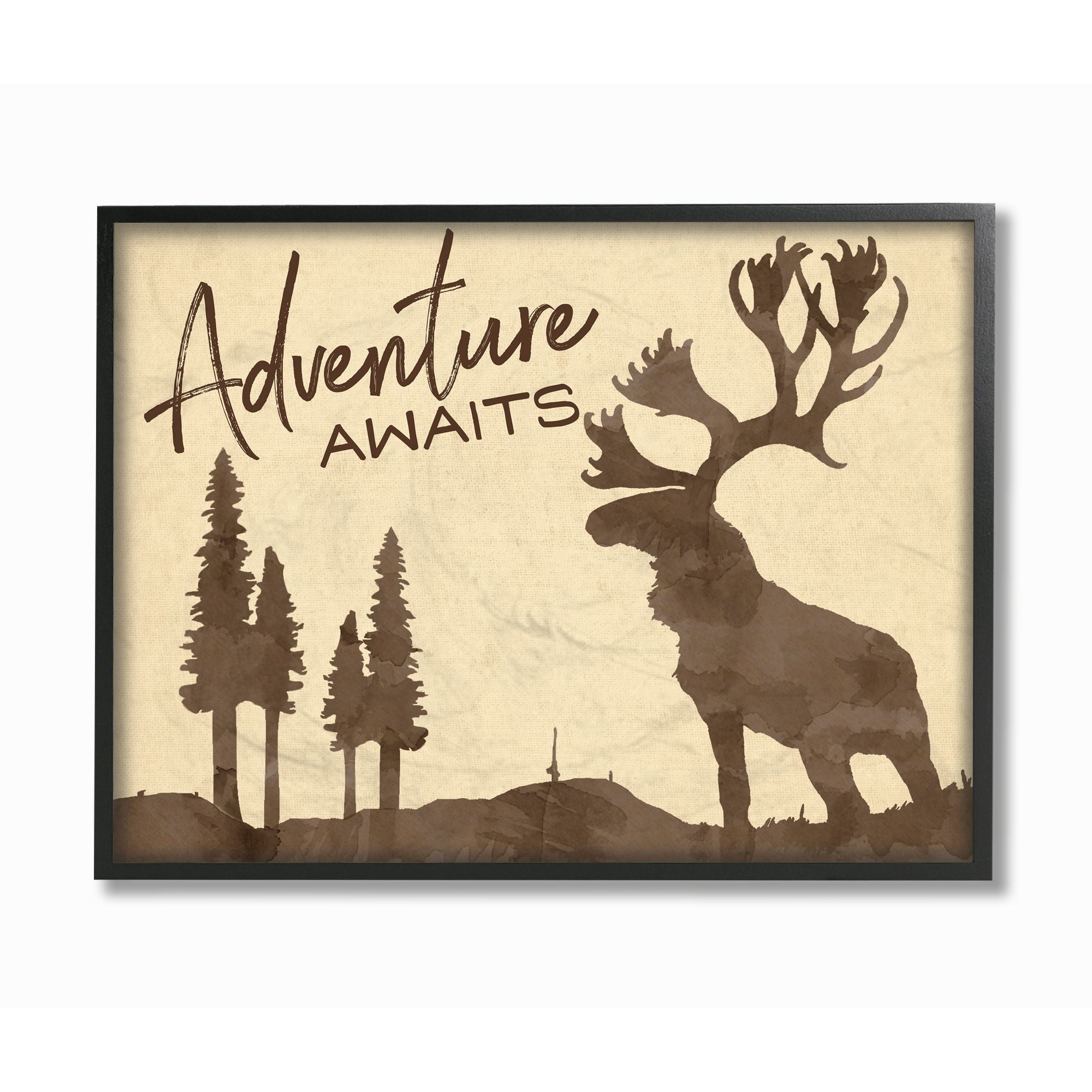 Stupell Industries Leave No Trace Rabbit Animal Forest Brown Textured Design Framed Wall Art by The Saturday Evening Post
