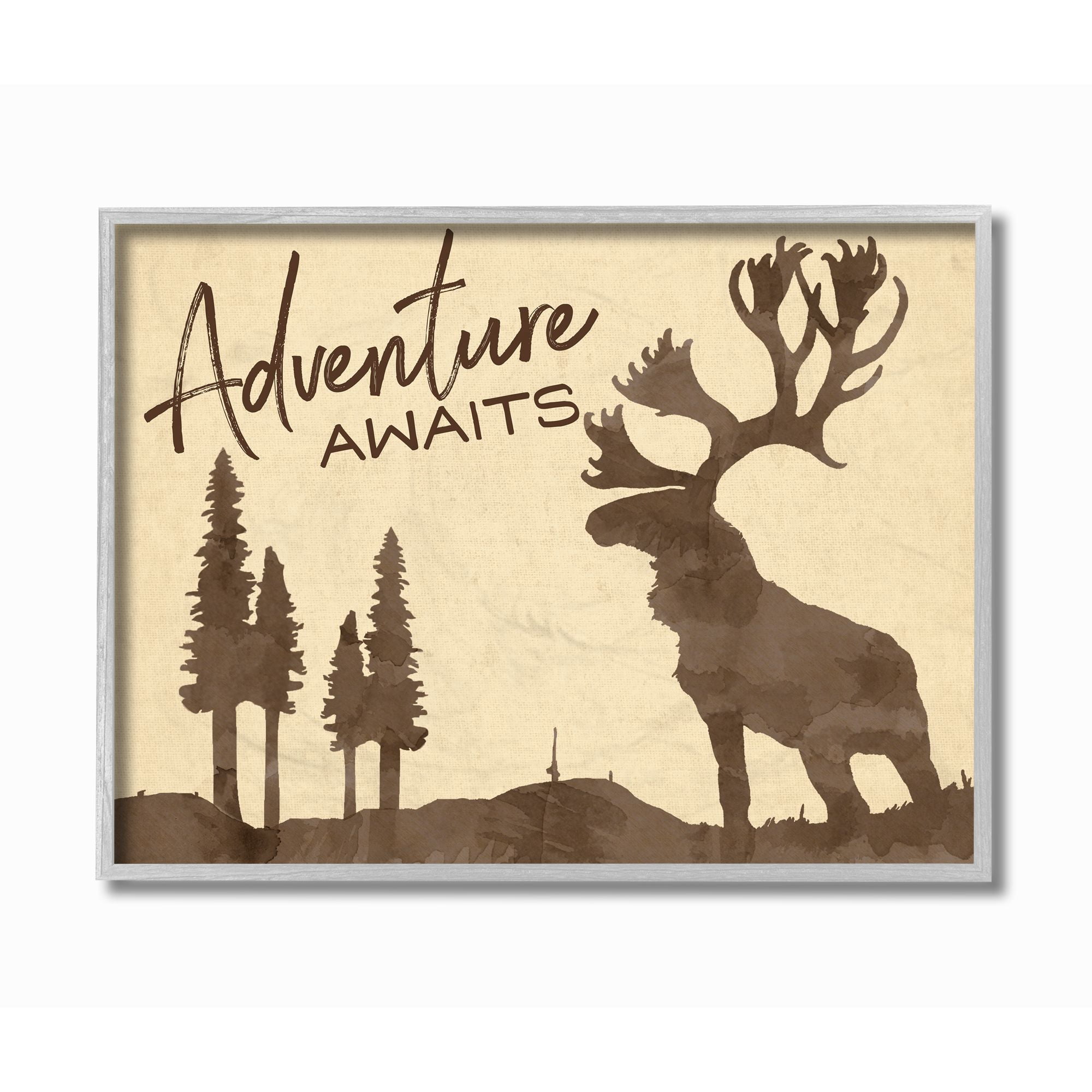 Stupell Industries Leave No Trace Rabbit Animal Forest Brown Textured Design Framed Wall Art by The Saturday Evening Post