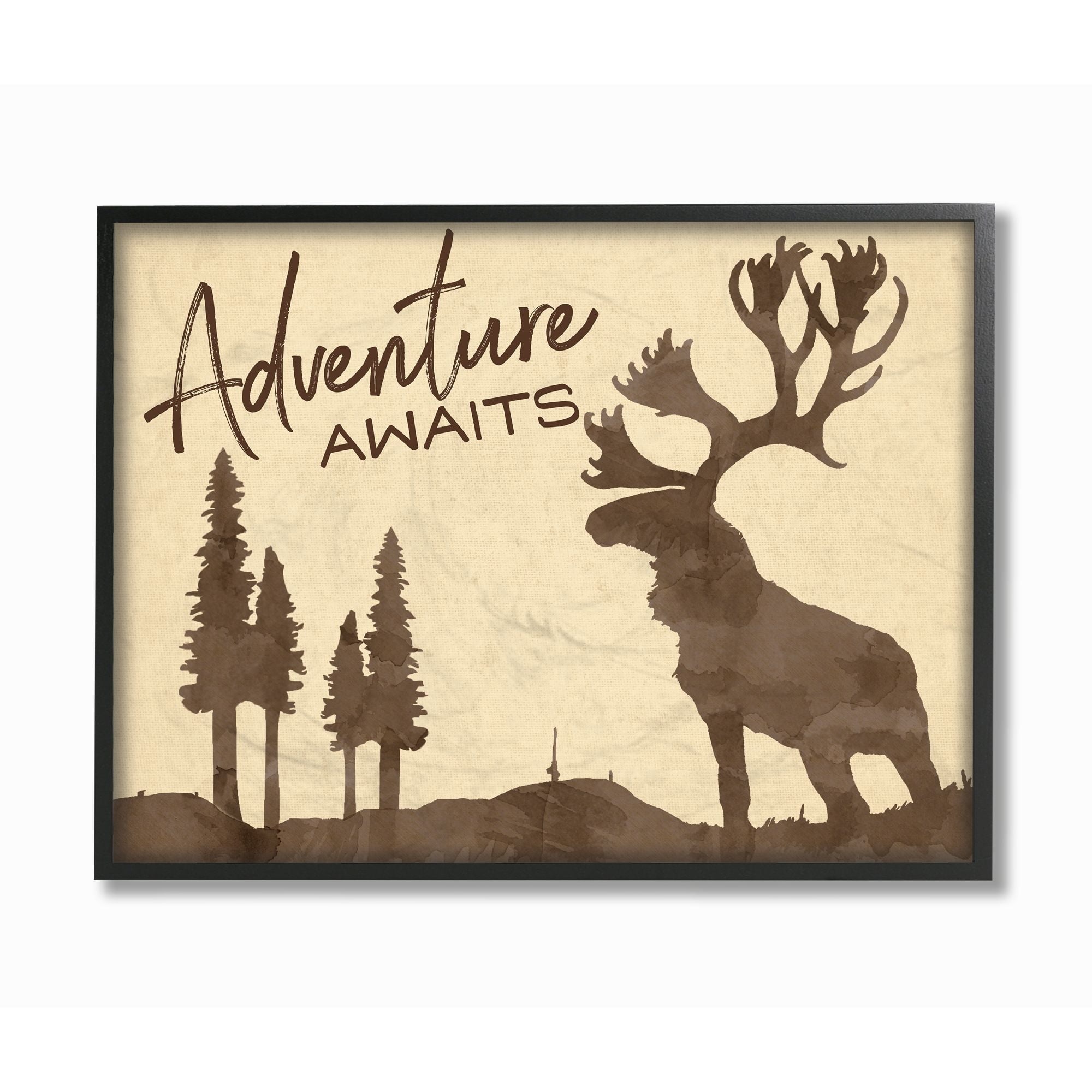Stupell Industries Leave No Trace Rabbit Animal Forest Brown Textured Design Framed Wall Art by The Saturday Evening Post
