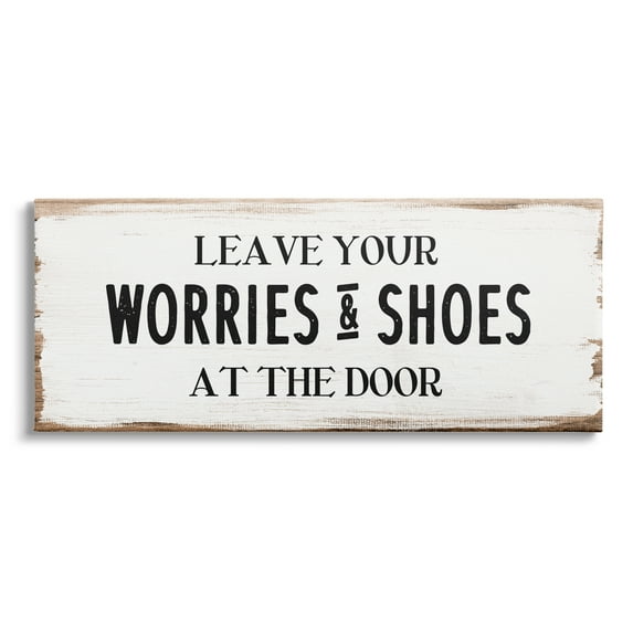 Stupell Industries Leave Worries and Shoes At Door Farmhouse Phrase, 30 x 13, Design by Daphne Polselli