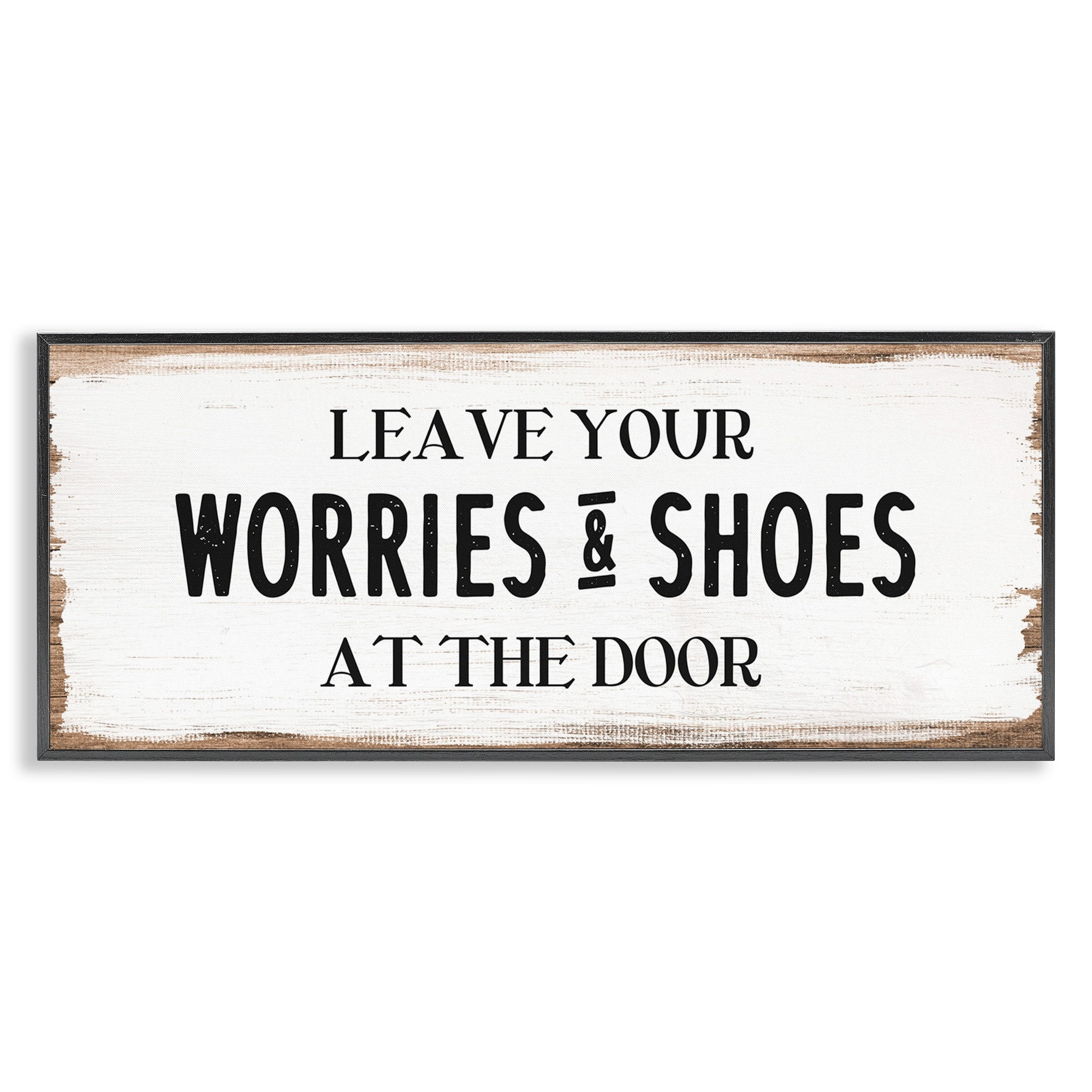 Stupell Industries Leave Worries and Shoes At Door Farmhouse Phrase, 30 x 13, Design by Daphne Polselli