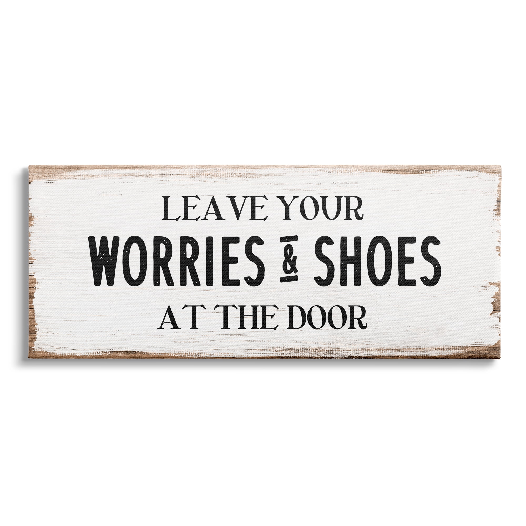 Stupell Industries Leave Worries and Shoes At Door Farmhouse Phrase, 40 x 17, Design by Daphne Polselli