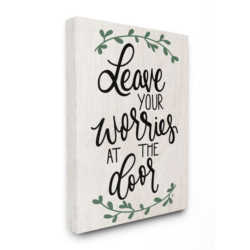 Stupell Industries Leave Your Worries at the Door Quote Family Greeting Canvas Wall Art Design by Fearfully Made Creations, 36" x 48"