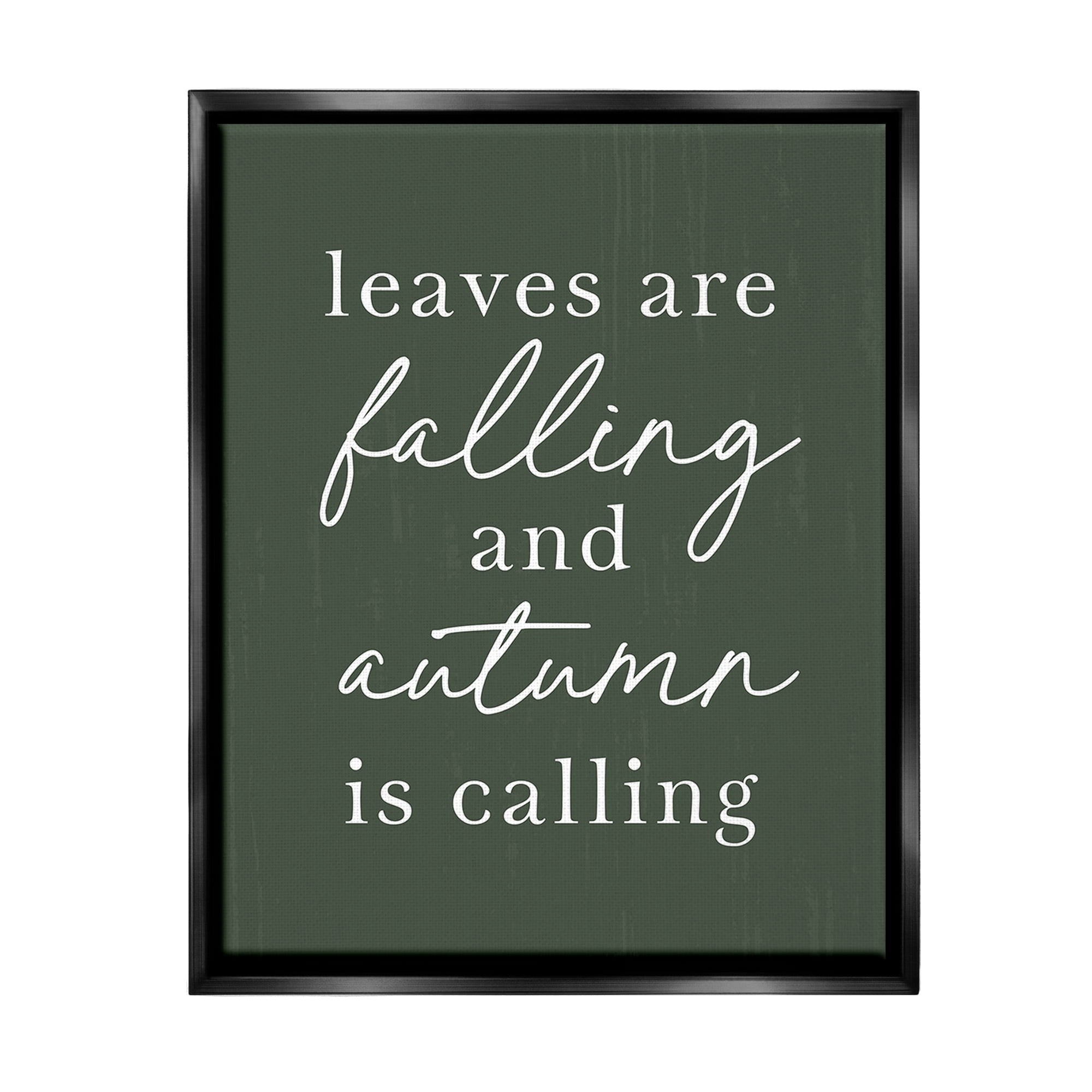 Stupell Industries Leaves Are Falling Holiday Painting Black Floater Framed Canvas Art Print Wall Art, 17 x 21