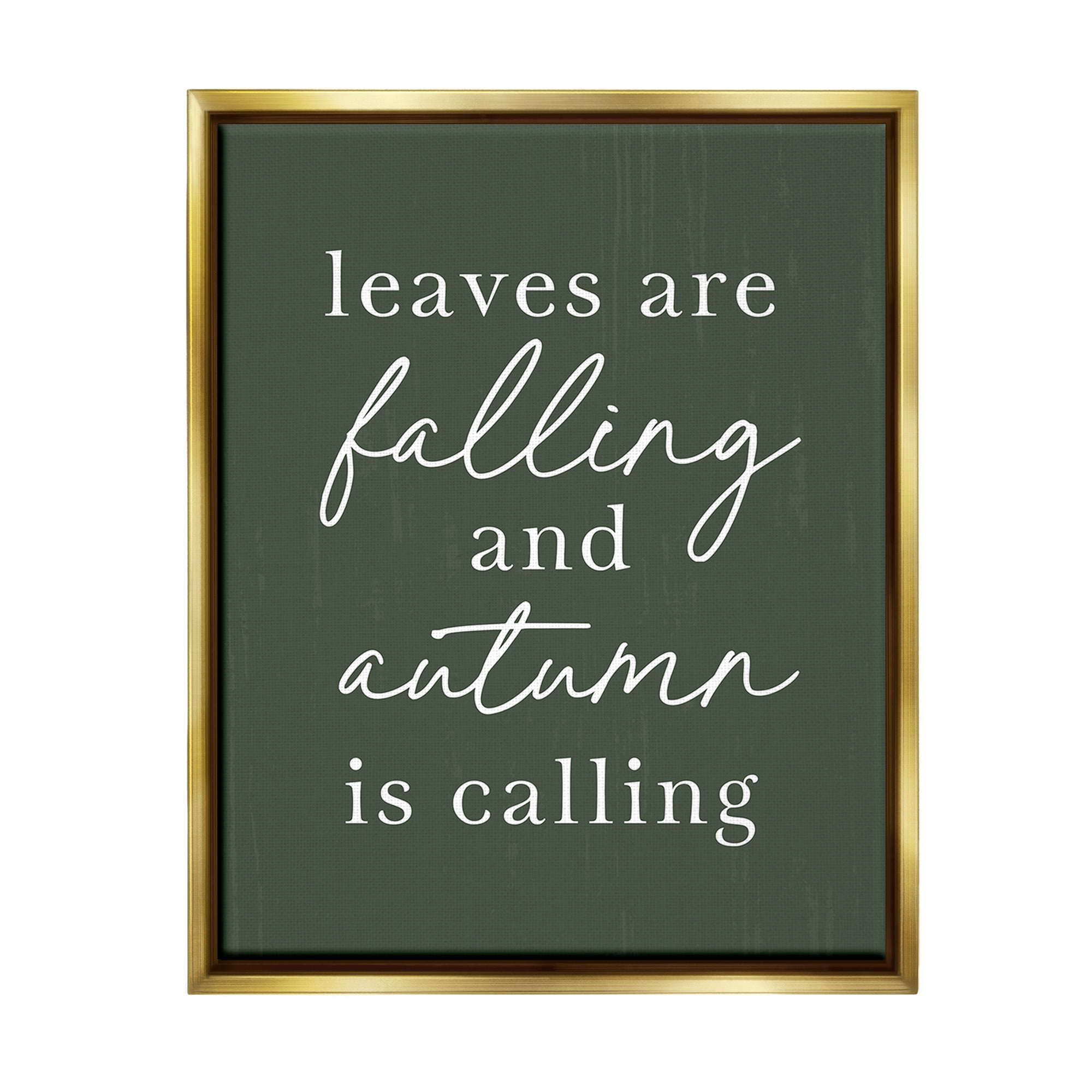 Stupell Industries Leaves Are Falling Holiday Painting Gold Floater Framed Canvas Art Print Wall Art, 17 x 21