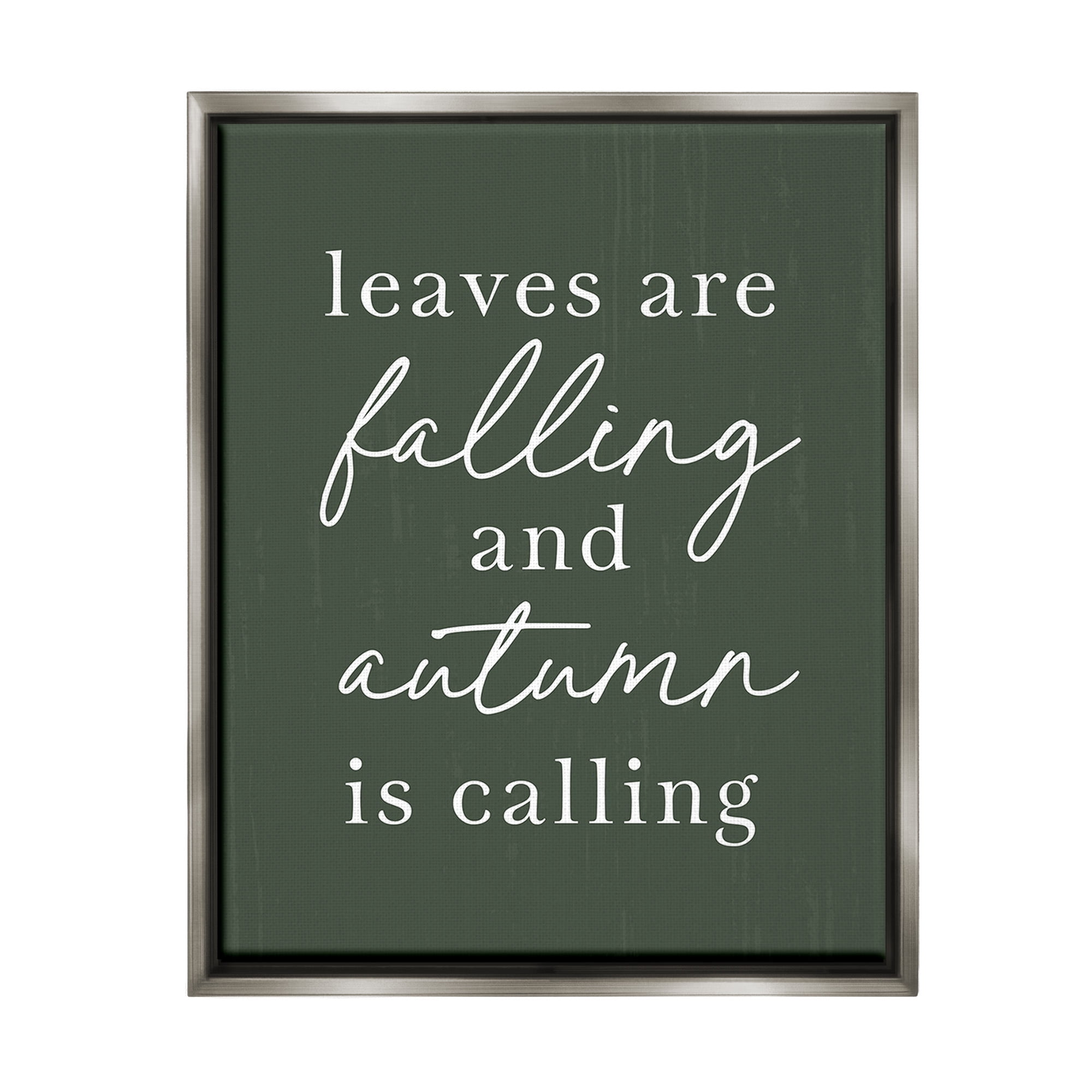 Stupell Industries Leaves Are Falling Holiday Painting Gray Floater Framed Canvas Art Print Wall Art, 25 x 31