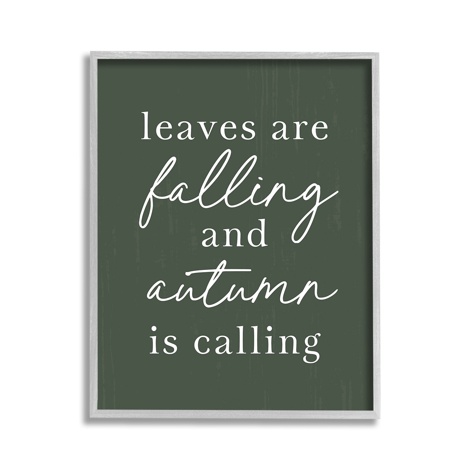 Stupell Industries Leaves Are Falling Holiday Painting Gray Framed Art Print Wall Art, 11 x 14