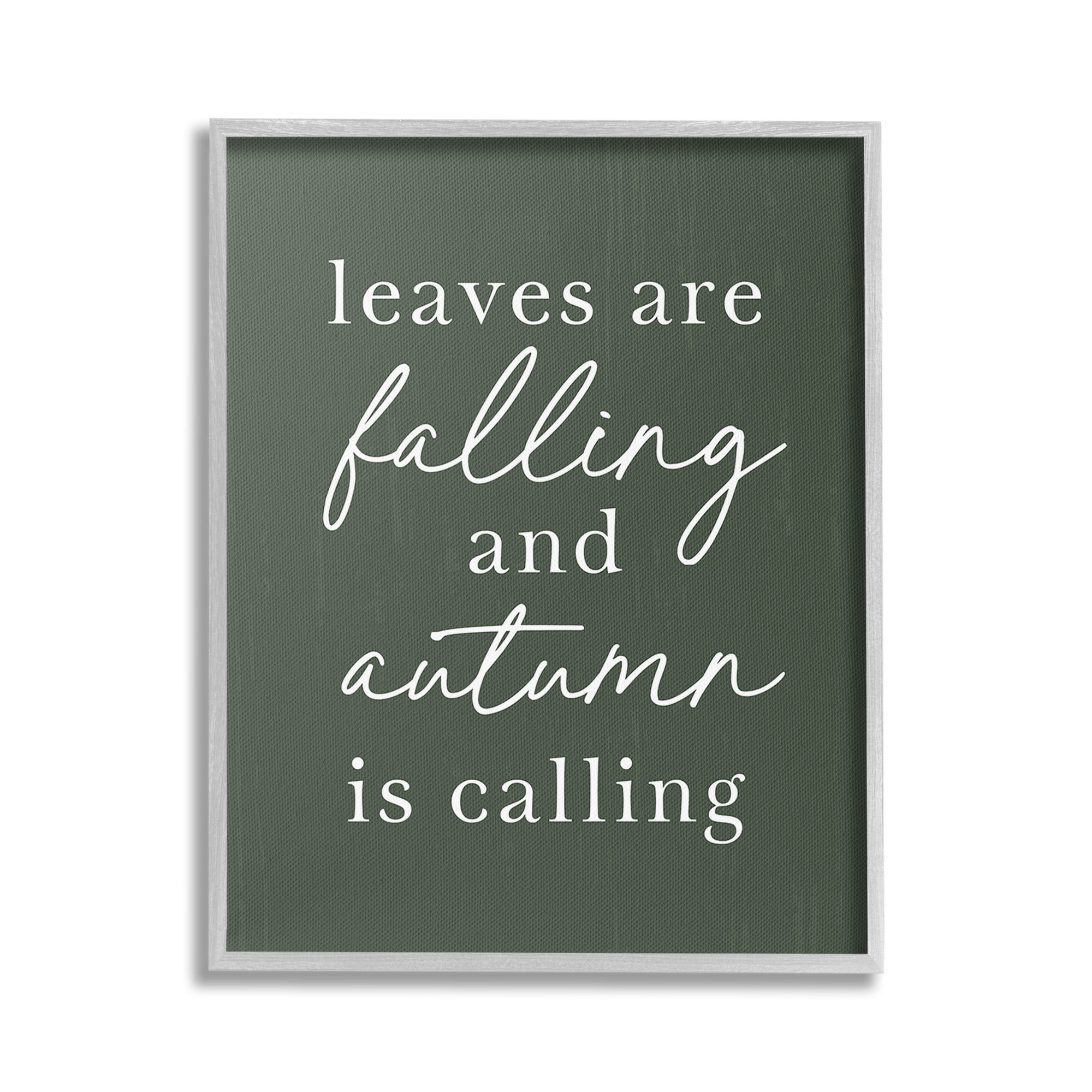Stupell Industries Leaves Are Falling Holiday Painting Gray Framed Art Print Wall Art, 24 x 30