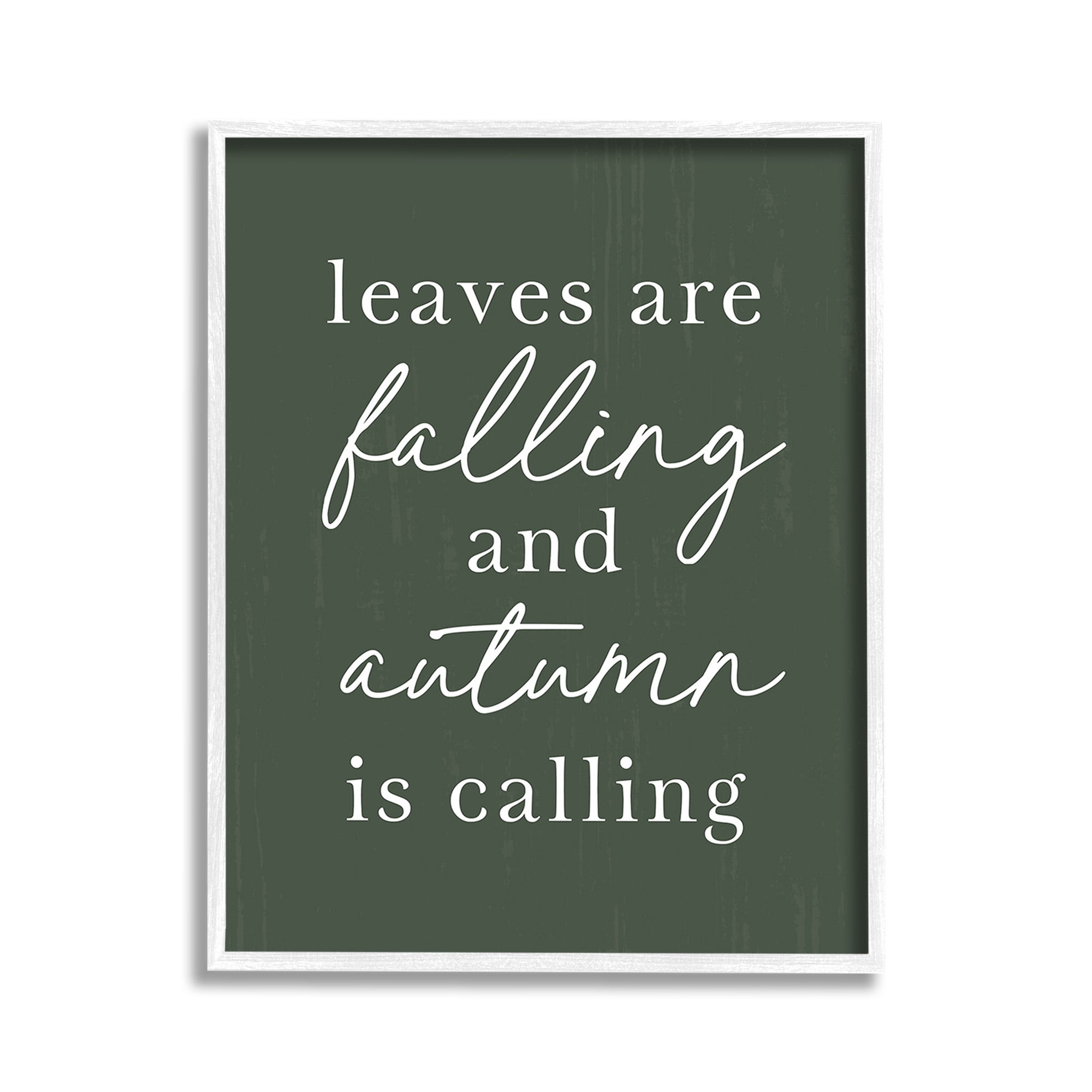 Stupell Industries Leaves Are Falling Holiday Painting White Framed Art Print Wall Art, 11 x 14