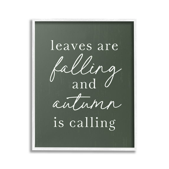 Stupell Industries Leaves Are Falling Holiday Painting White Framed Art Print Wall Art, 24 x 30